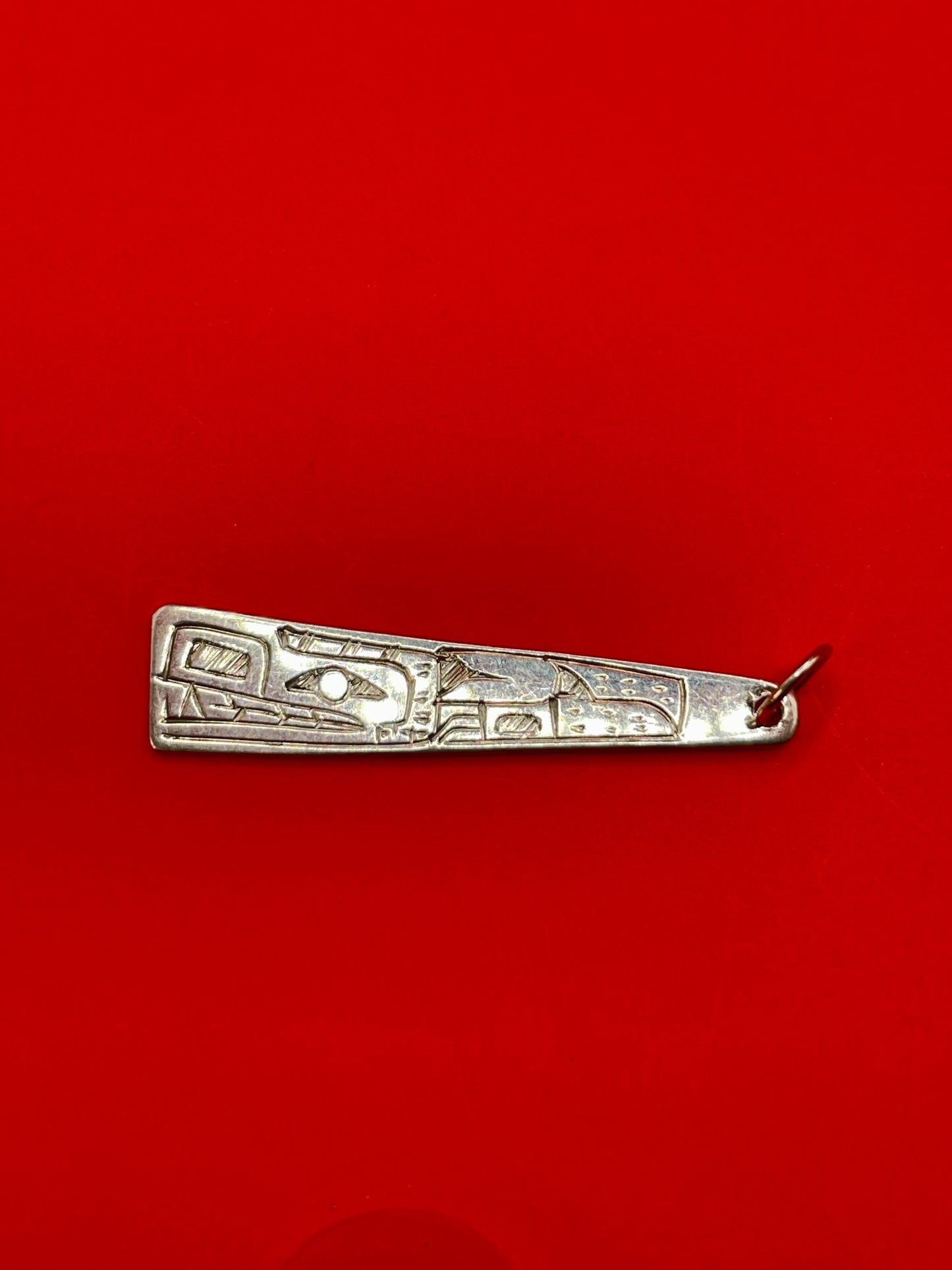 Beautiful indigenous first nations Pacific northwest coast sterling silver wolf pendant