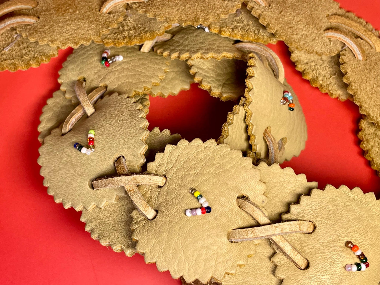 Indigenous Beaded Leather Belt