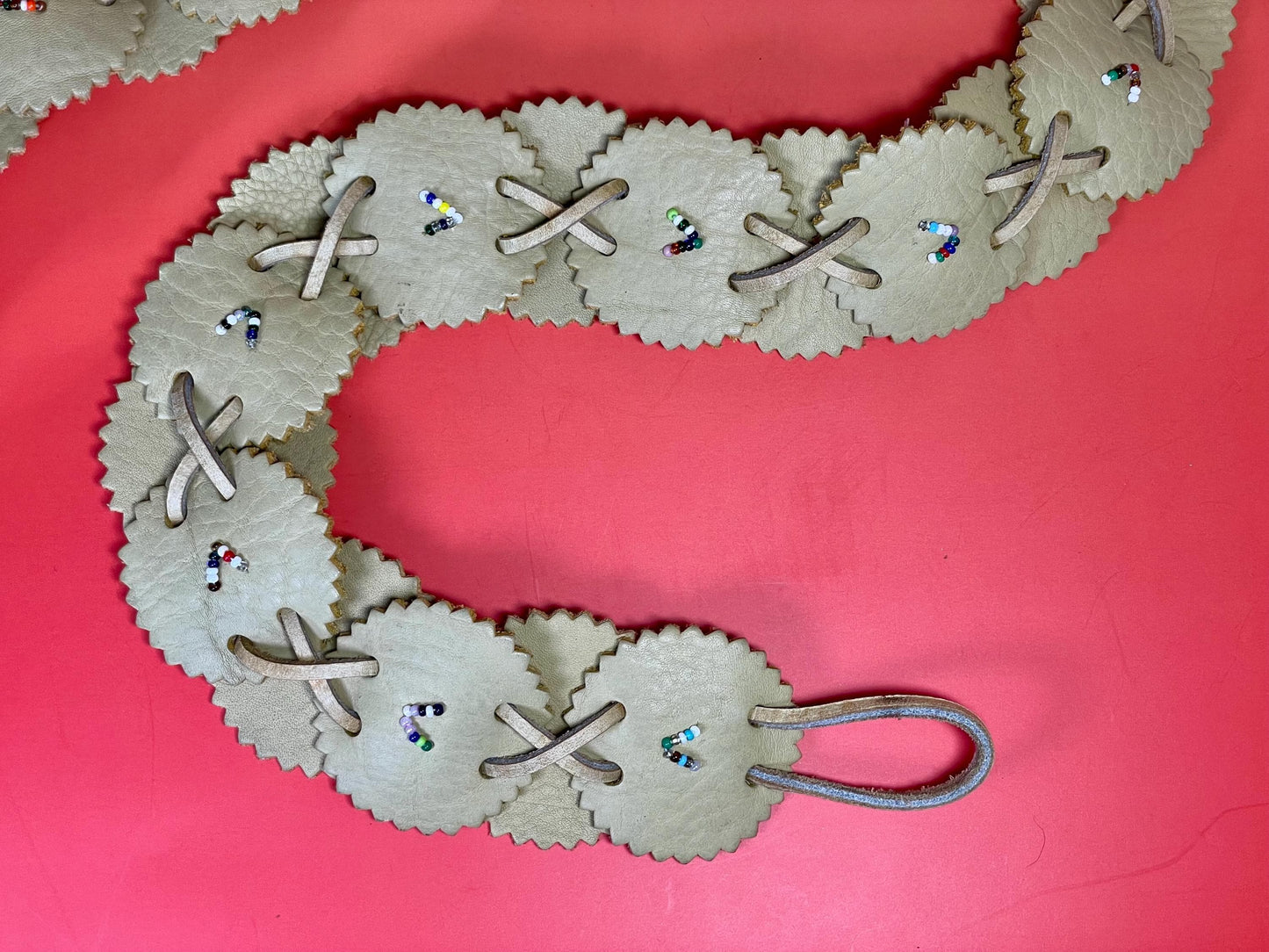 Indigenous Beaded Leather Belt