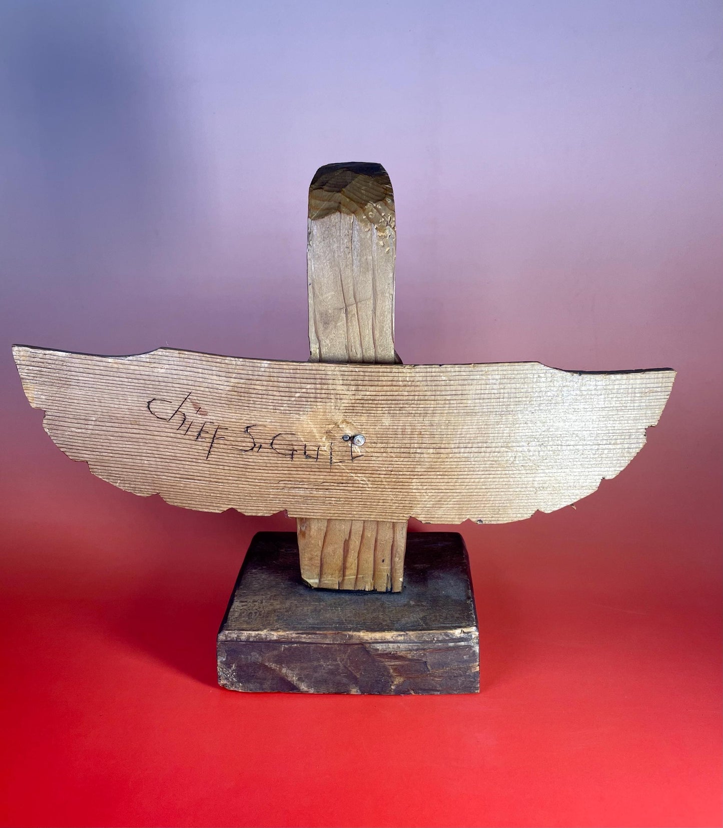 Signed Hand Carved Totem by Chief Seagull 8”