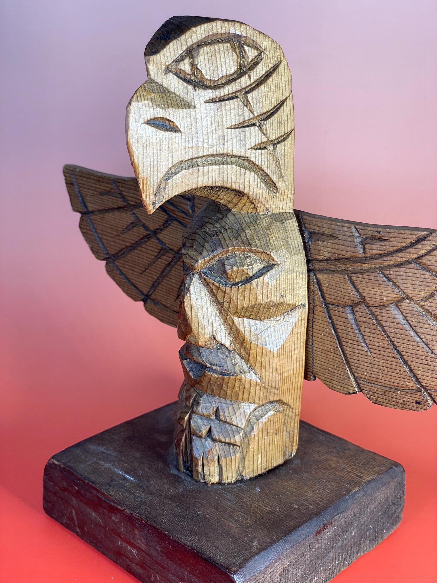 Signed Hand Carved Totem by Chief Seagull 8”