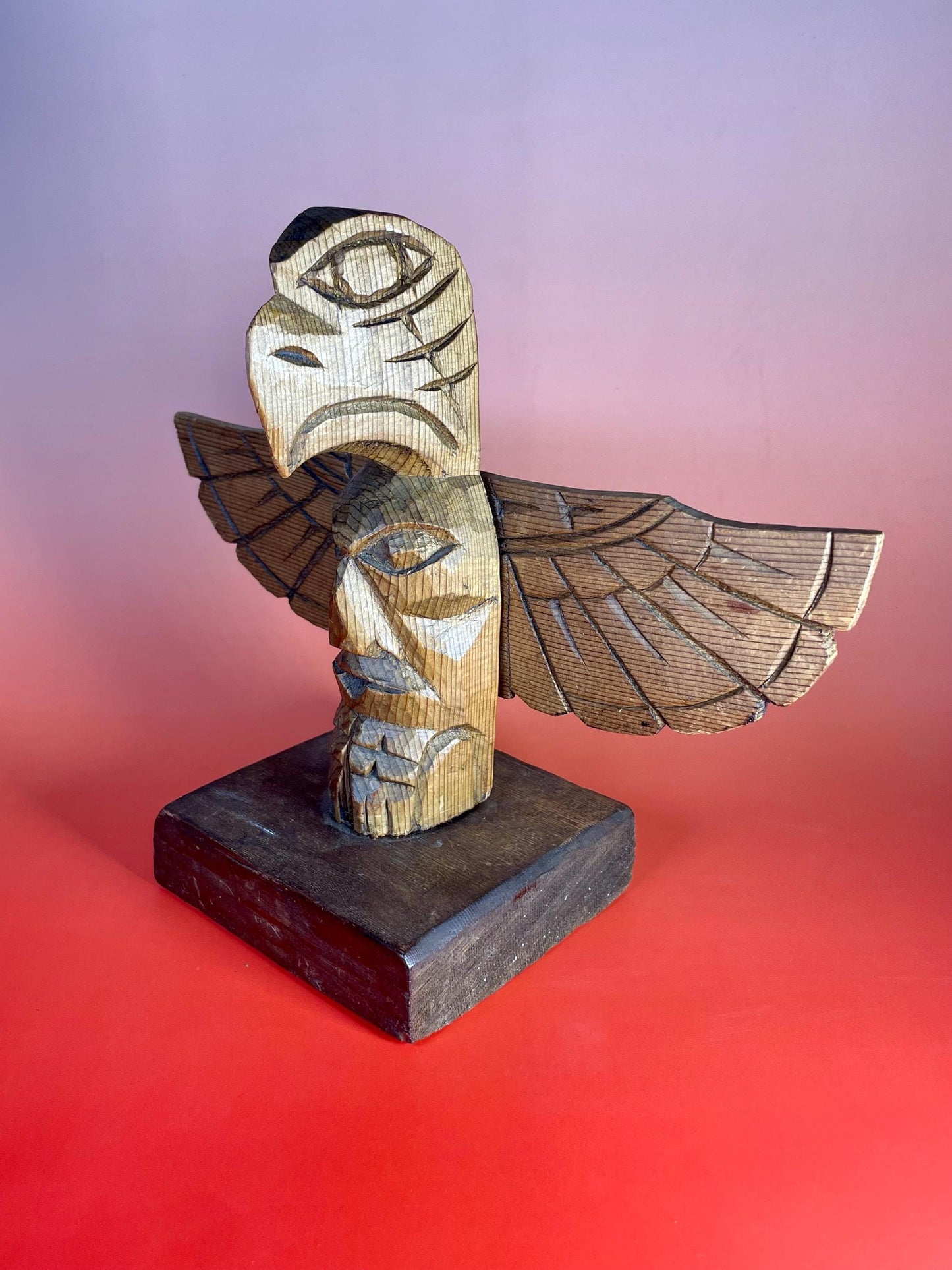 Signed Hand Carved Totem by Chief Seagull 8”
