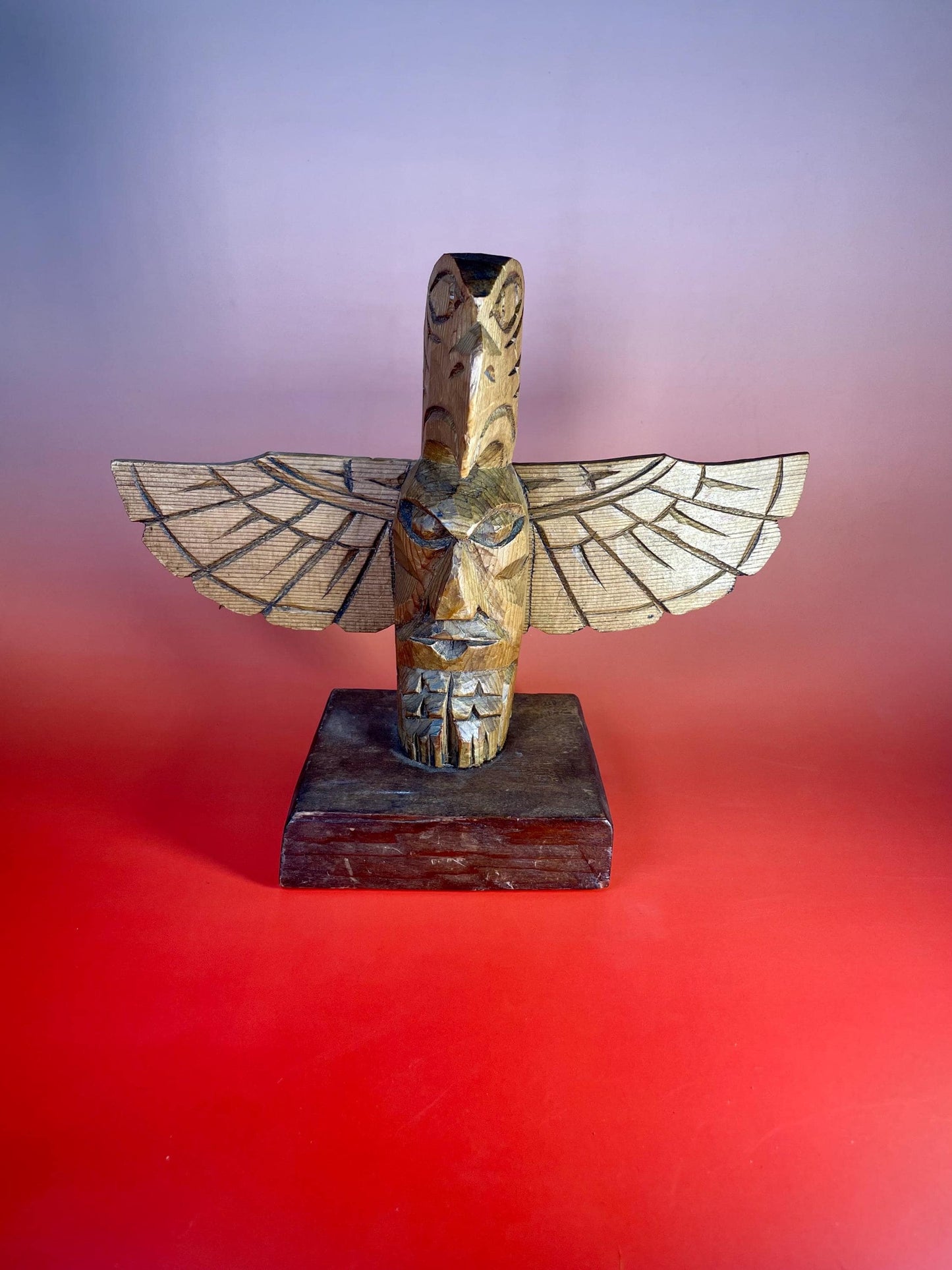 Signed Hand Carved Totem by Chief Seagull 8”