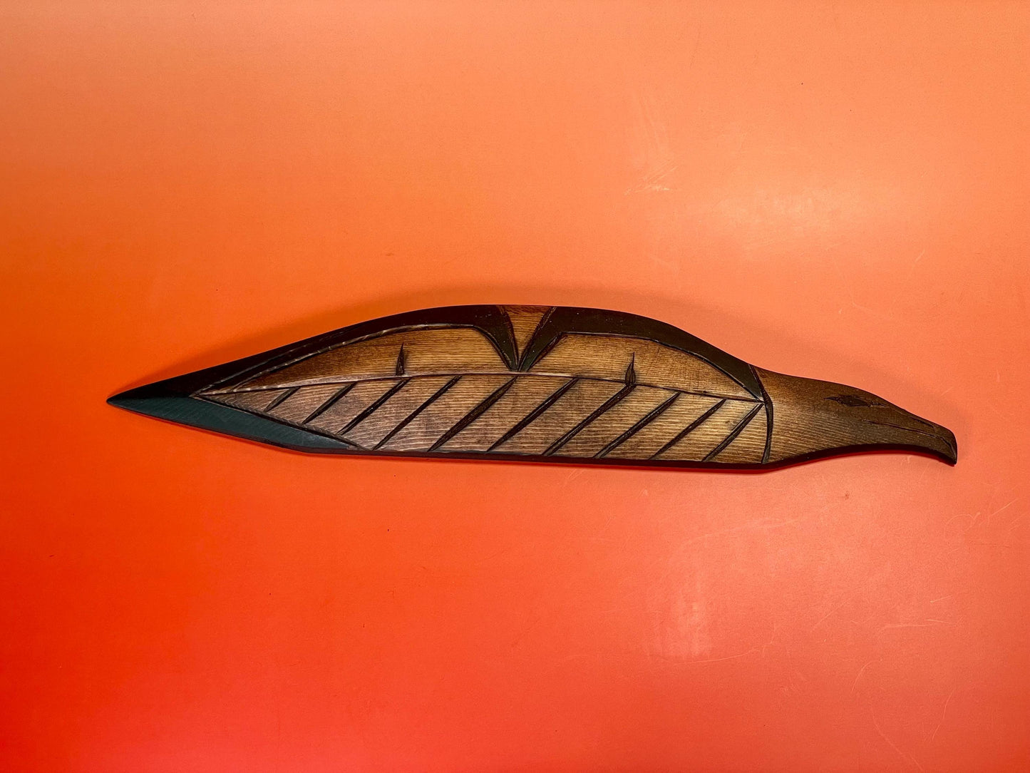 Signed Eagle Feather Carving by Frank and Dora Frenchie  Indigenous First Nations
