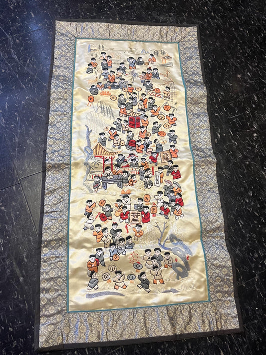 Beautiful Chinese silk fabric in wonderful condition  24 x 12 wide  great super value