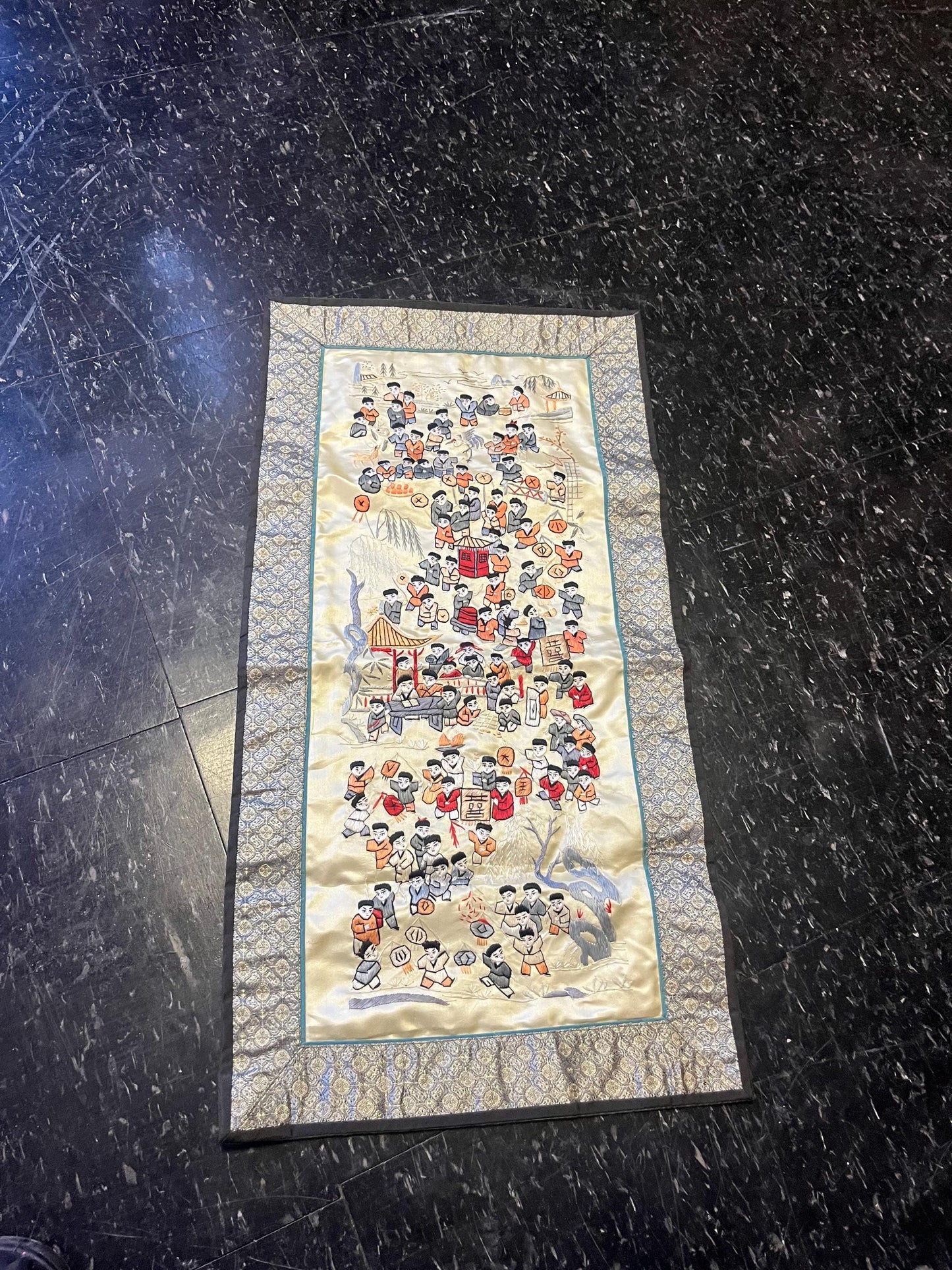 Beautiful Chinese silk fabric in wonderful condition  24 x 12 wide  great super value