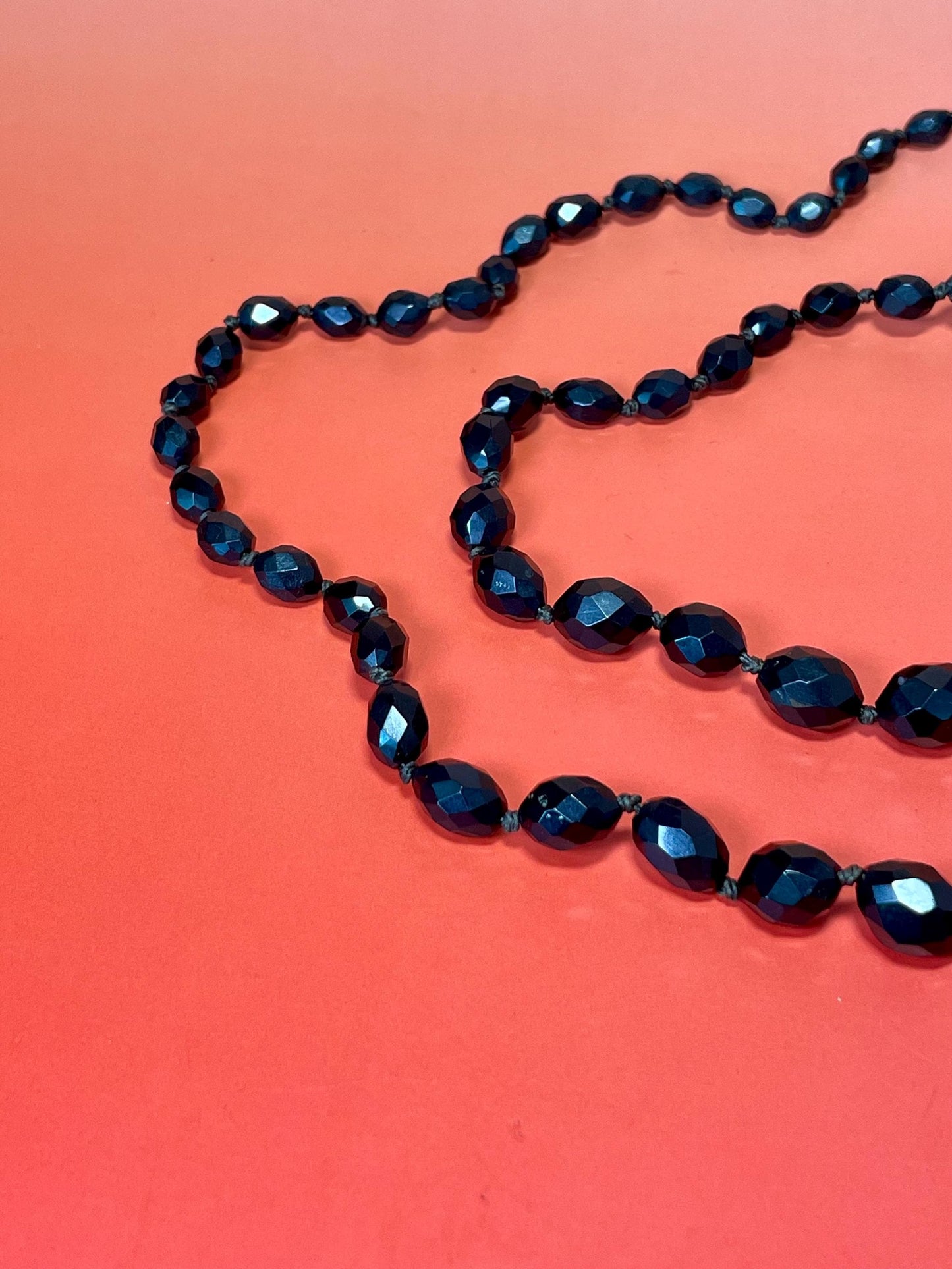 34 inch long Black beaded Necklace
