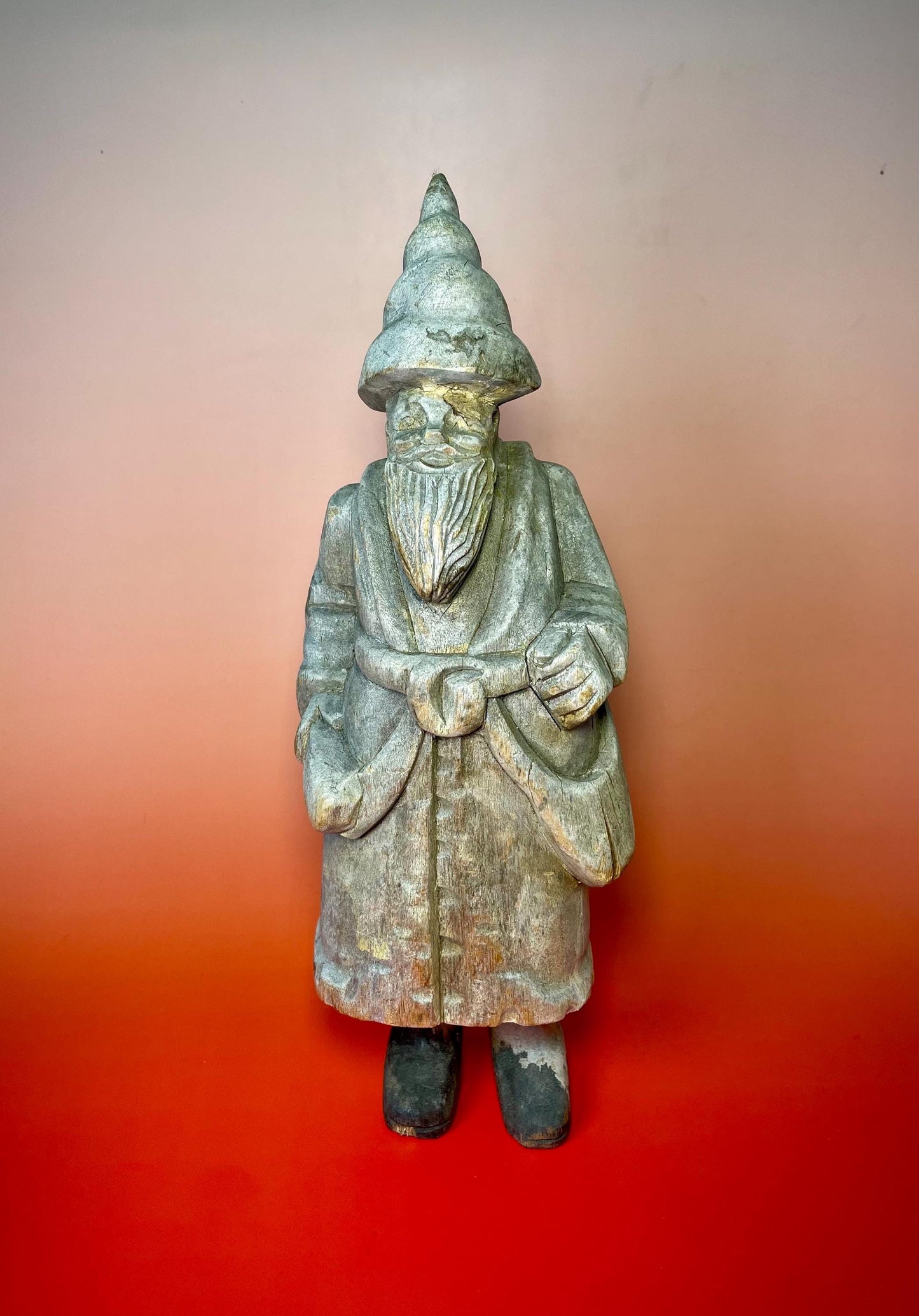Ancient Wooden Sage Statue  A wise old relic