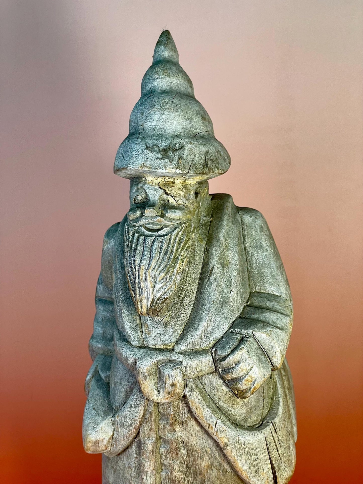 Ancient Wooden Sage Statue  A wise old relic