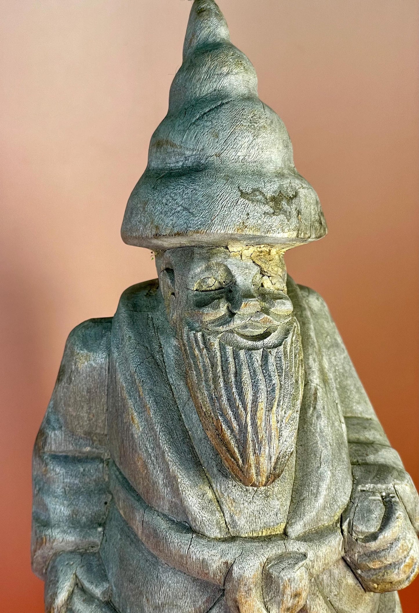 Ancient Wooden Sage Statue  A wise old relic