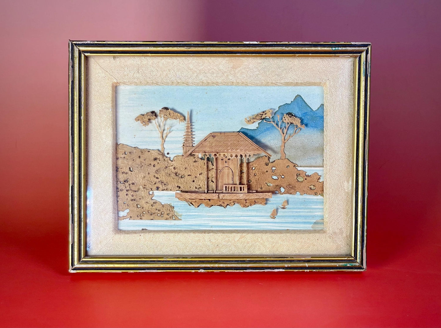 6.5 x 5 inch Framed Asian 3D Art  Tranquil Scenic Landscape