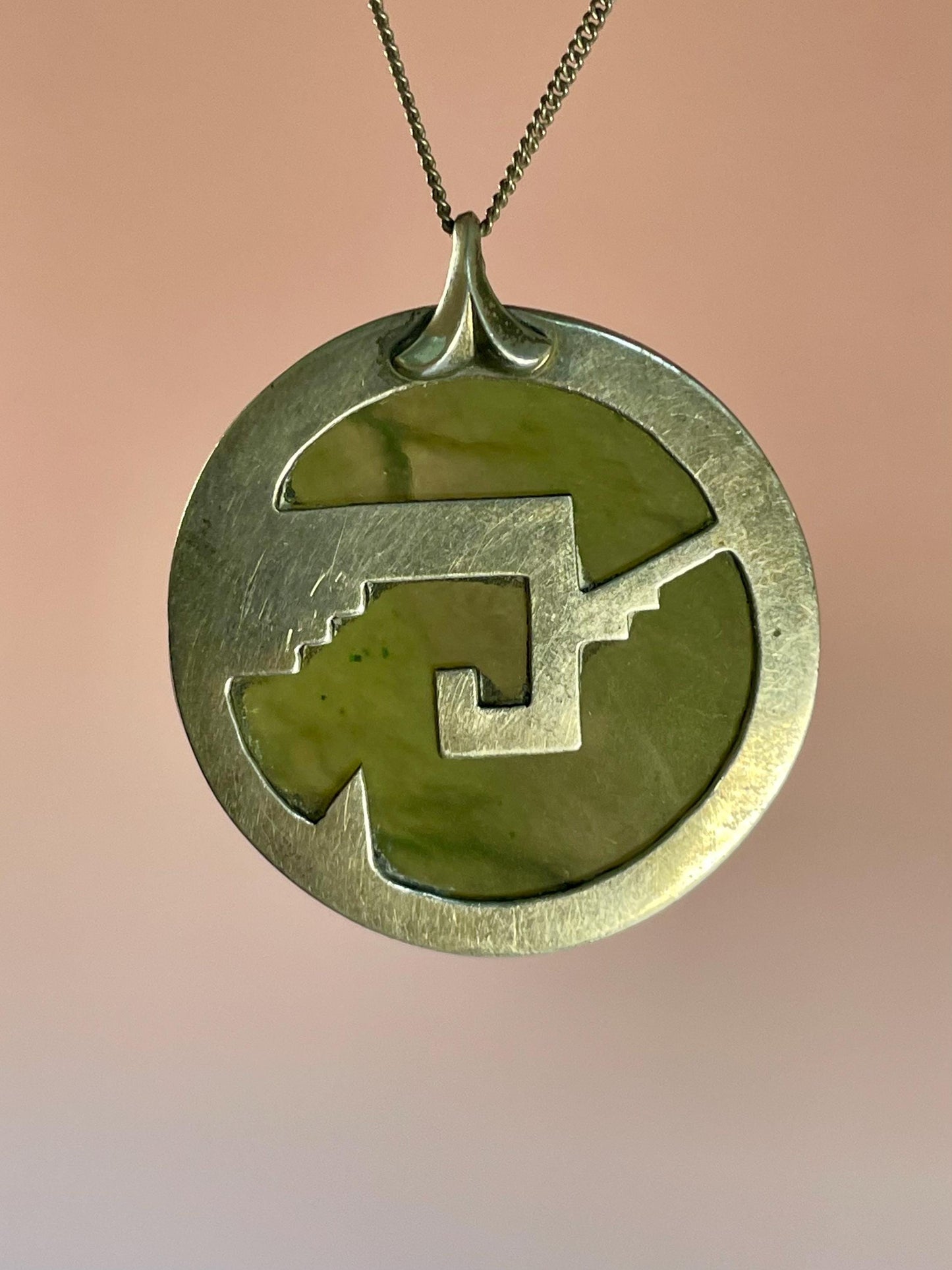 Sterling Silver and Jade pendant Necklace