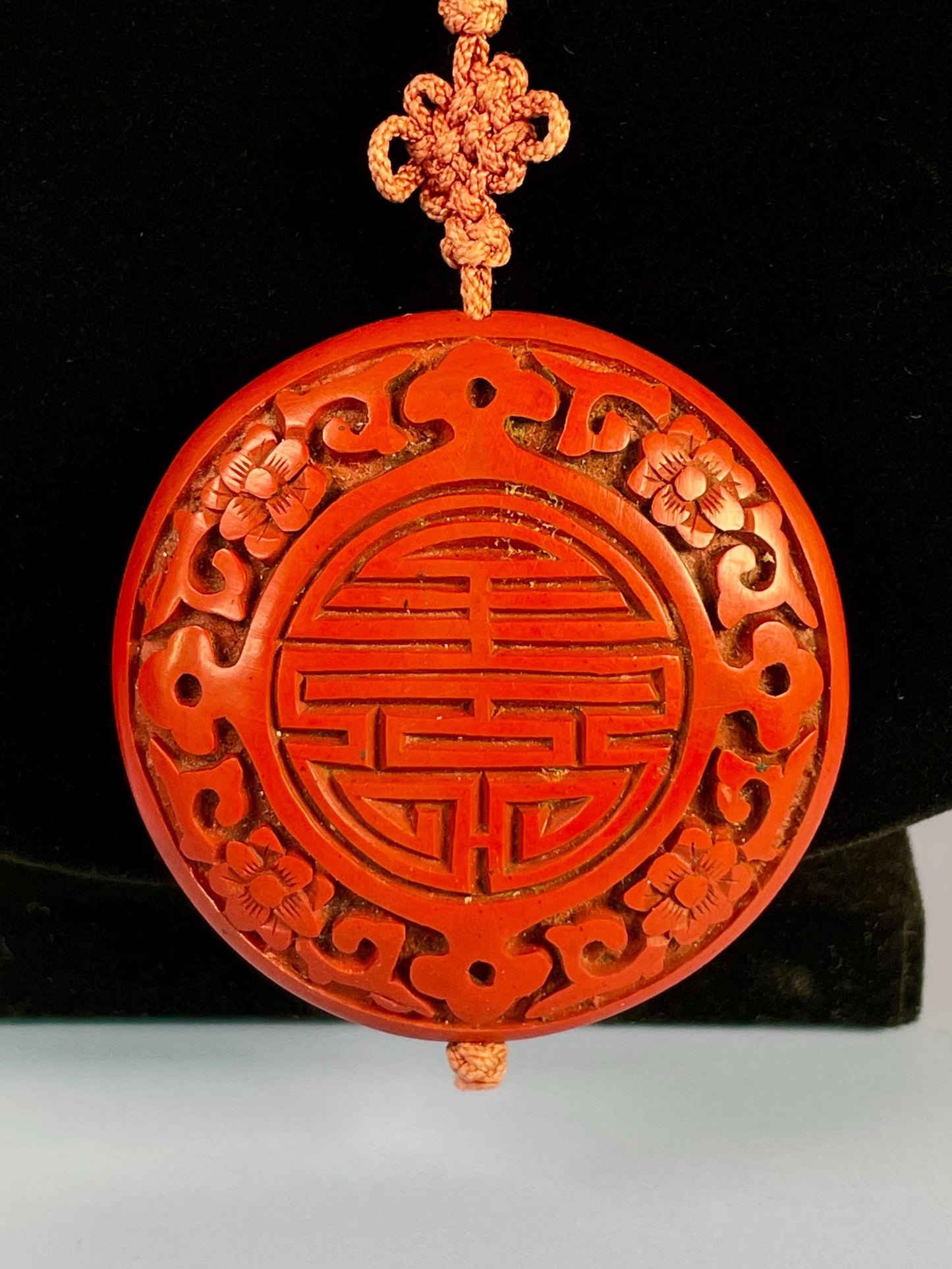 25 inch Chinese Cinnabar Necklace