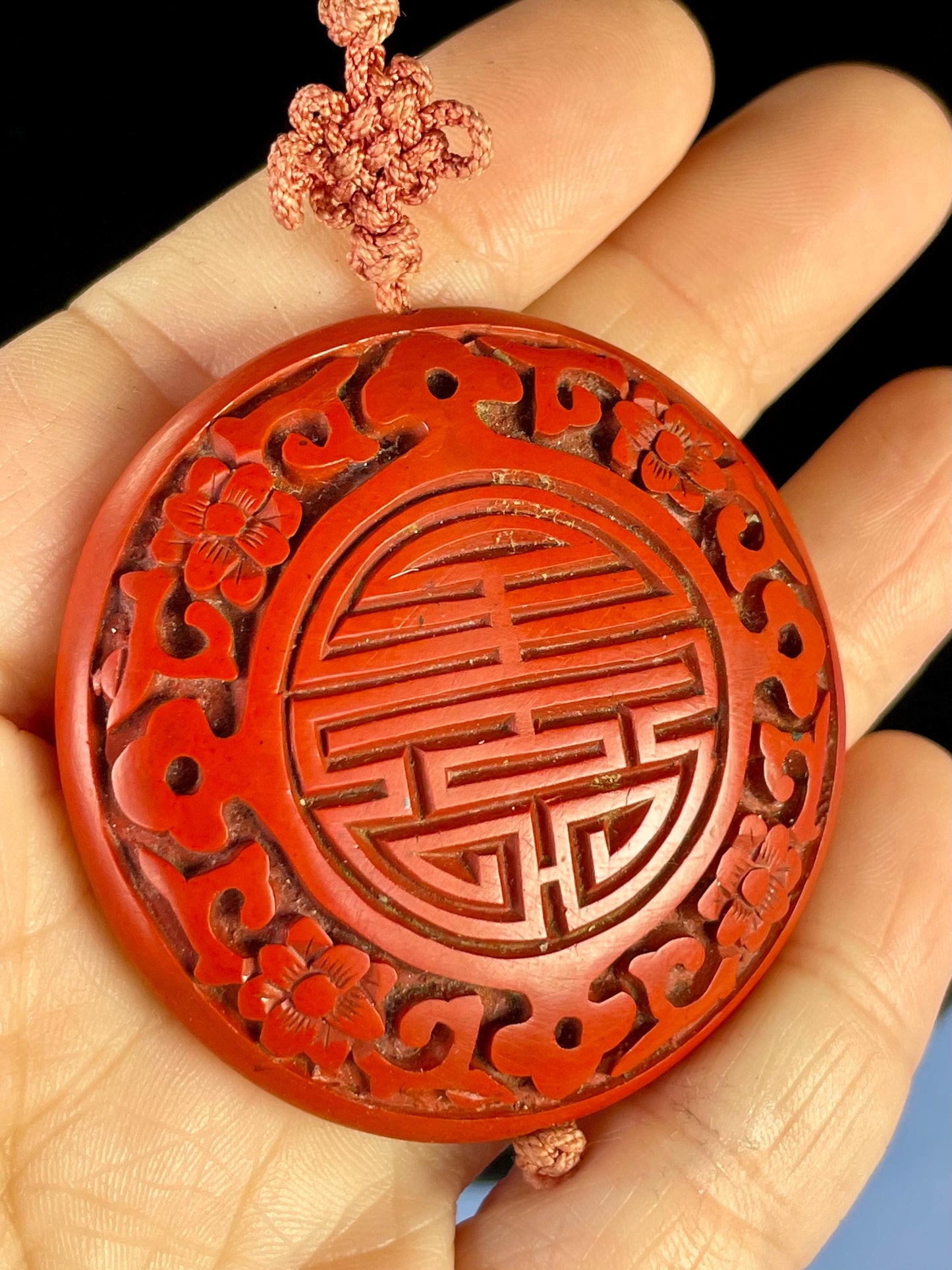 25 inch Chinese Cinnabar Necklace