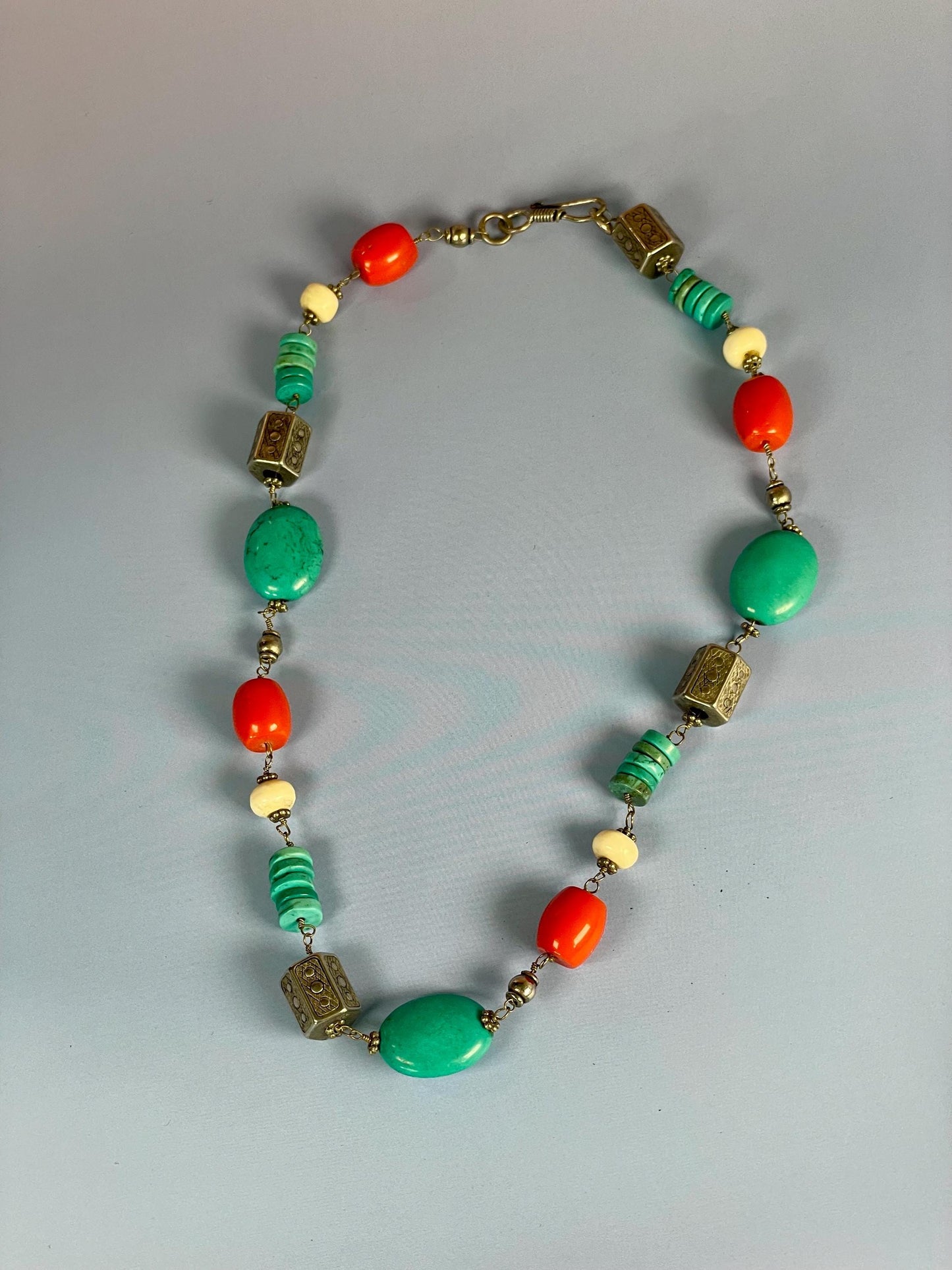 Approximately 18 inch beads and untested silver necklace