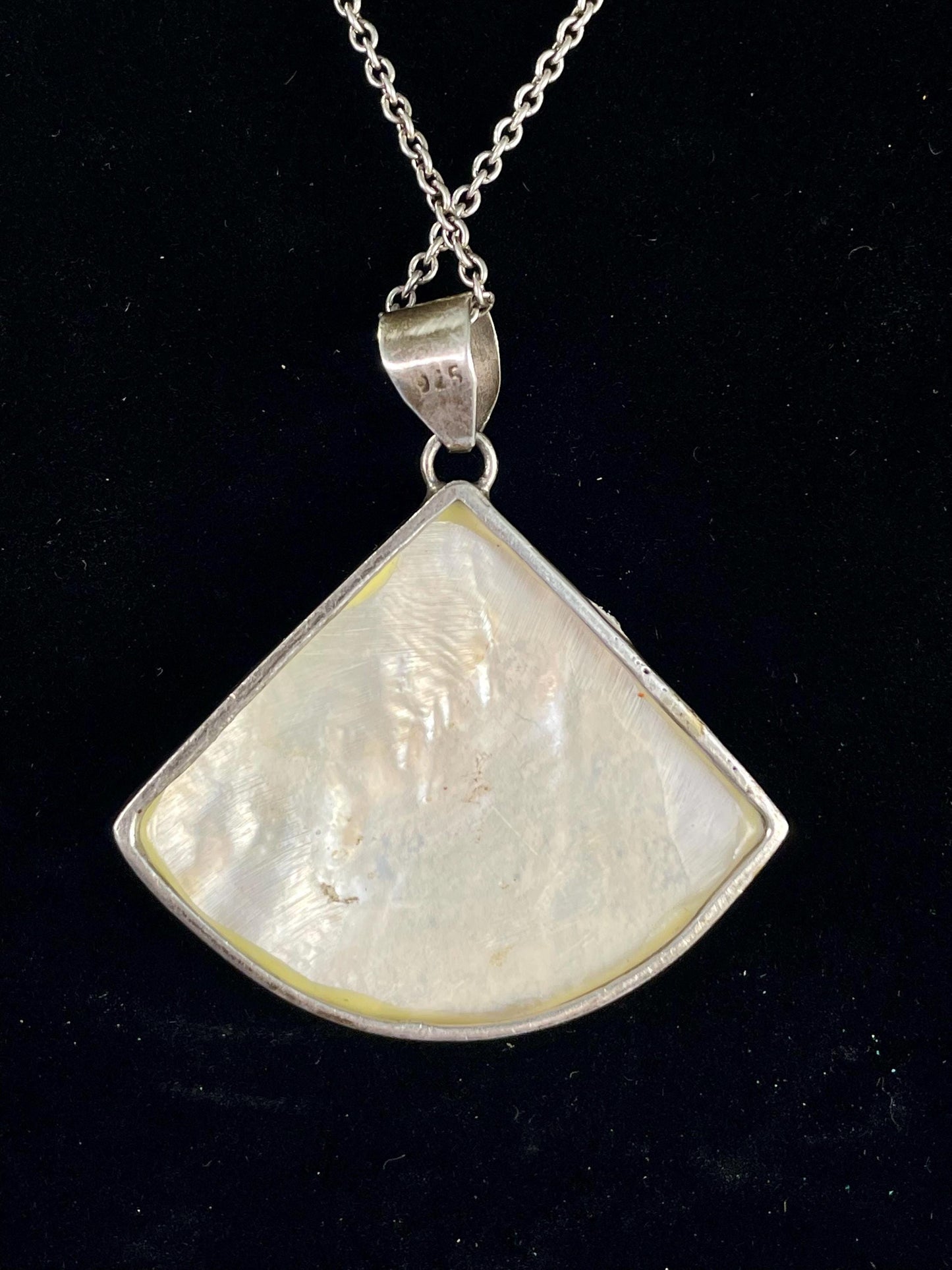 First Nations Abalone and Sterling Silver Engraved Pendant Necklace