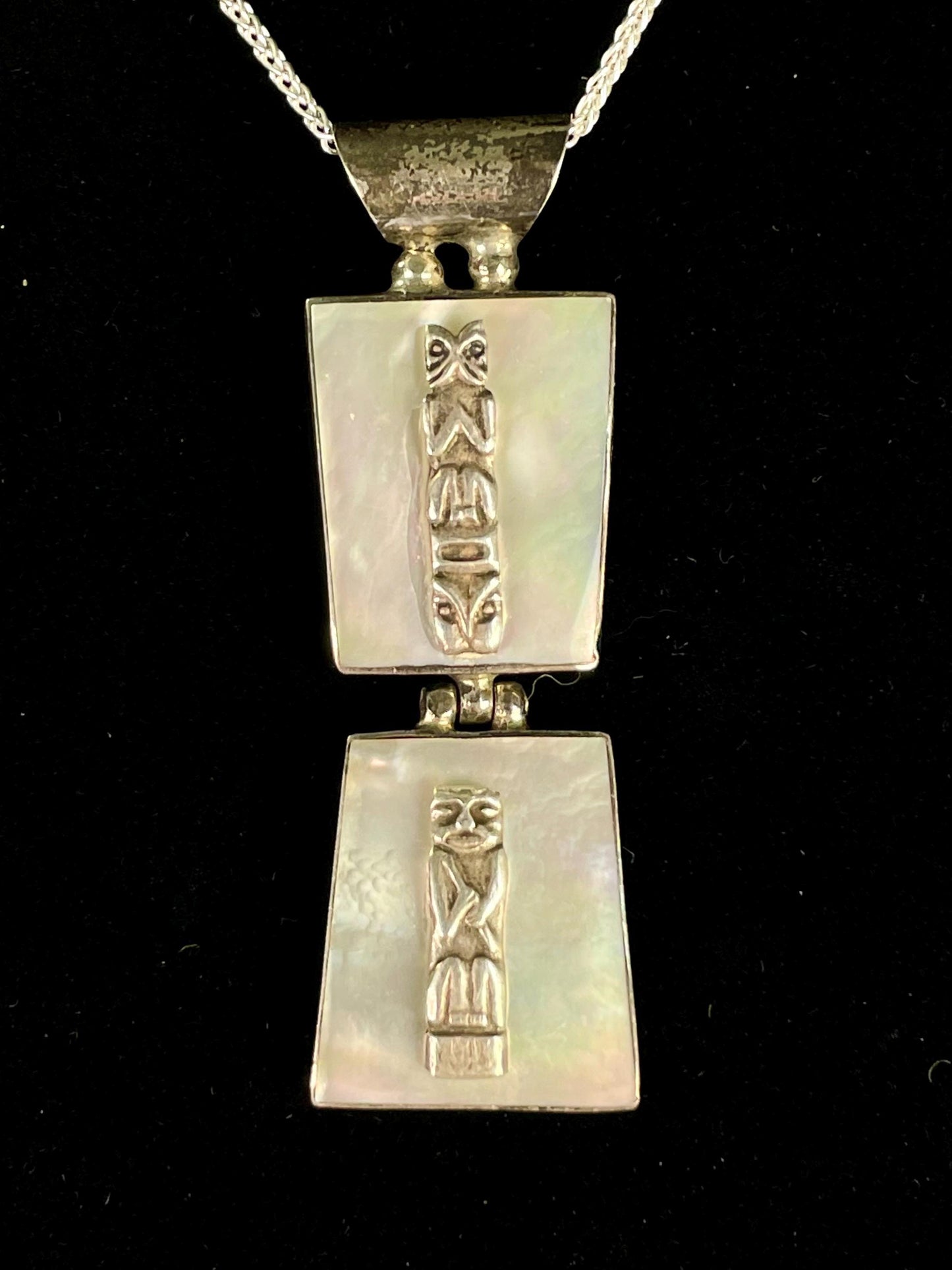 2.25 inch Indigenous First Nations Sterling and abalone necklace  amazing gift