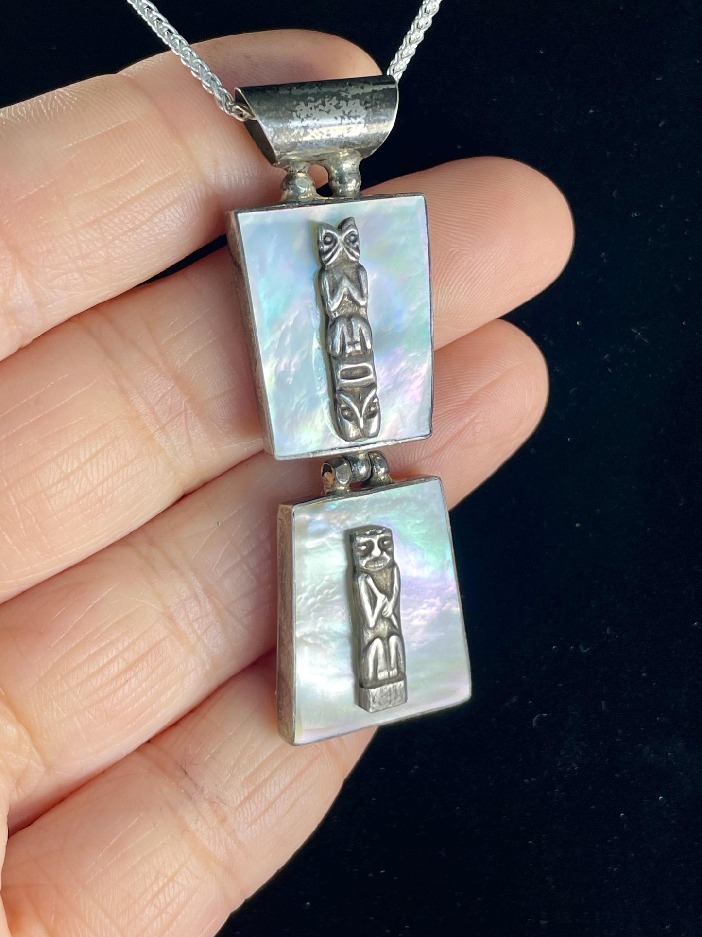 2.25 inch Indigenous First Nations Sterling and abalone necklace  amazing gift