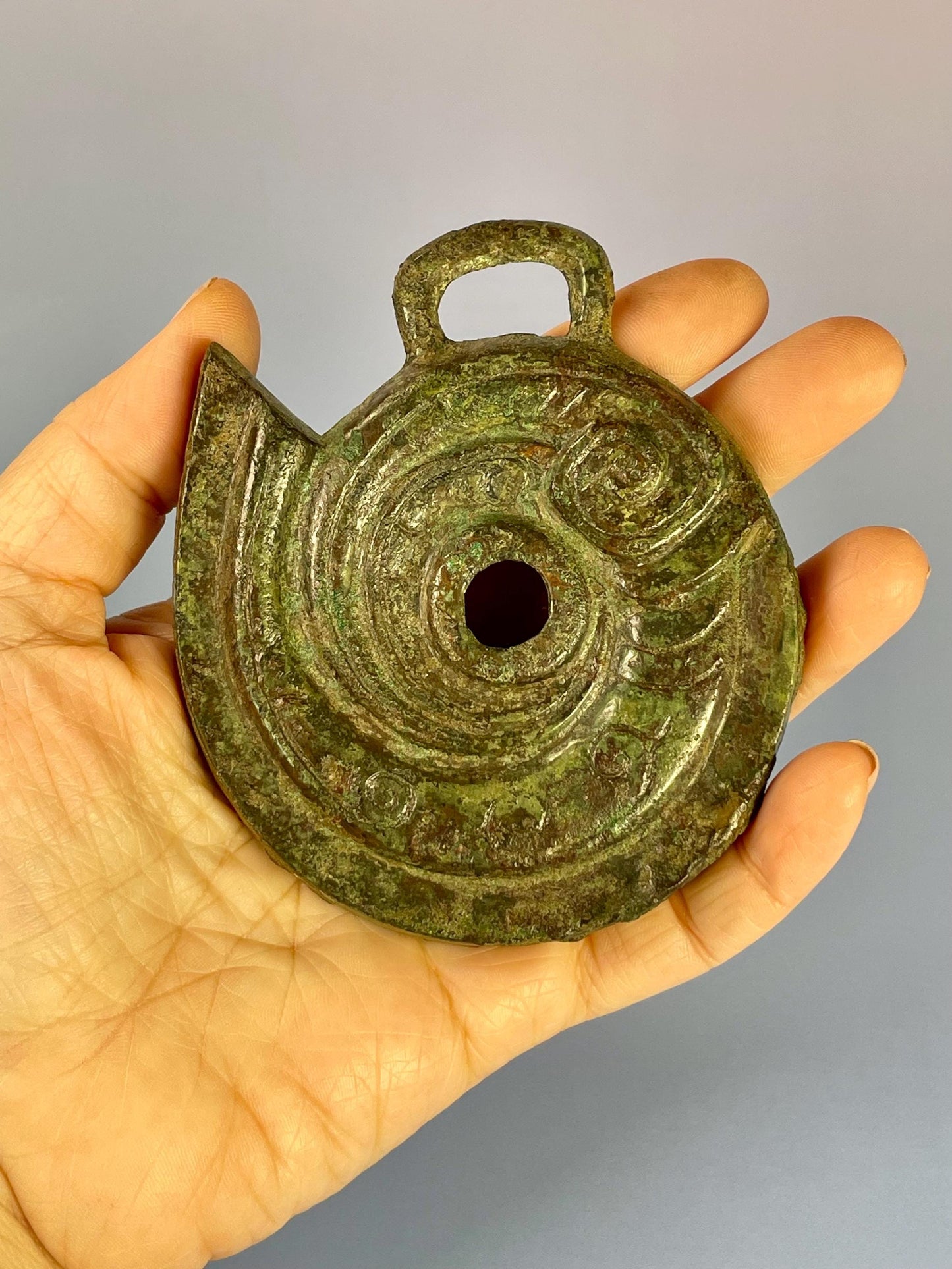 Unusual Large Old Bronze Pendant  wonderful Patina