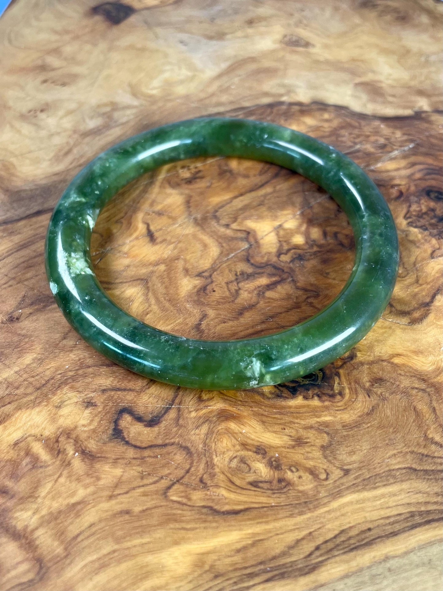 A  Fabulous 2.25 inch Authentic Chinese  Jade bangle  Stunning quality and a wonderful gift or for yourself wow wow