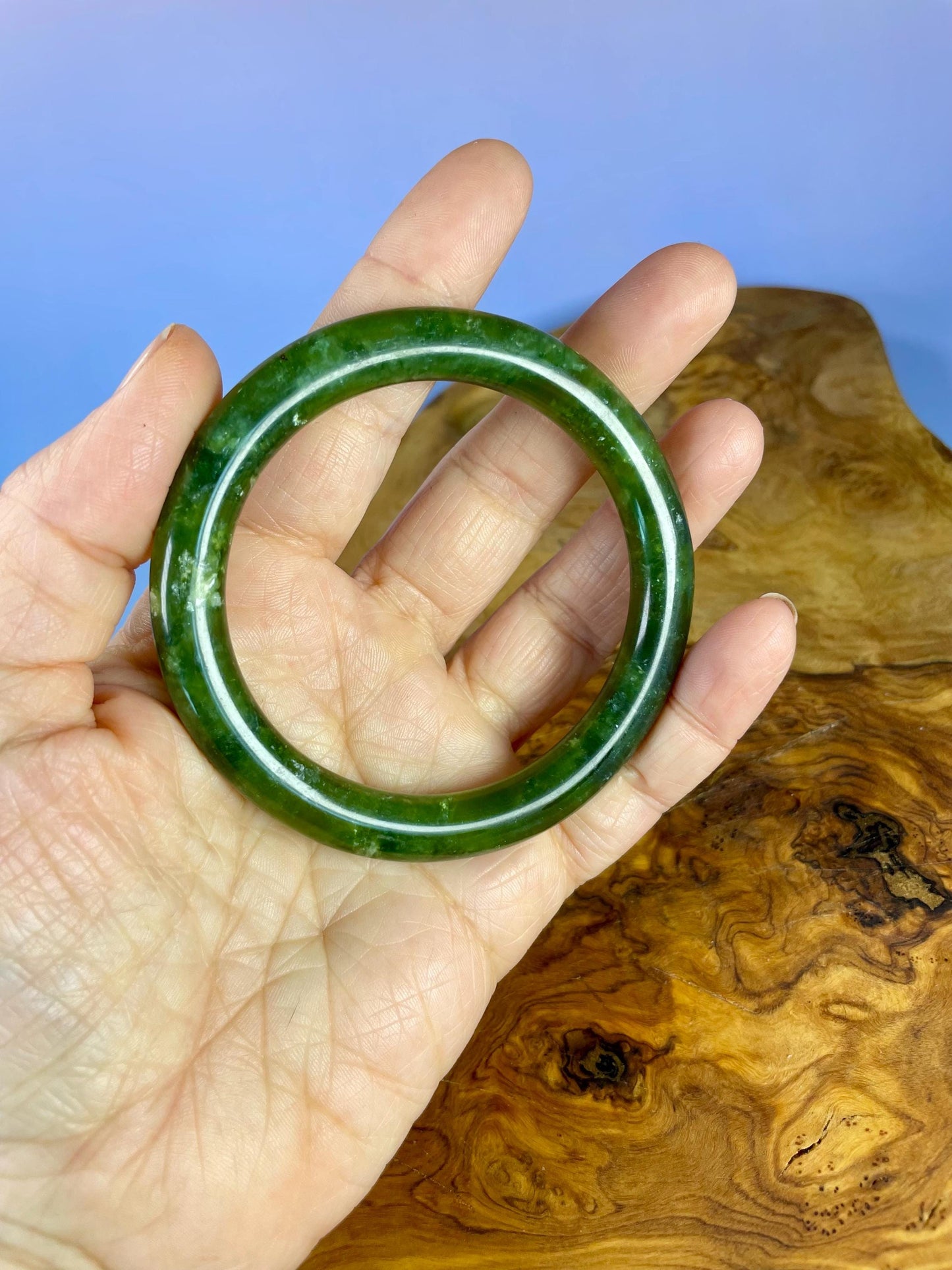 A  Fabulous 2.25 inch Authentic Chinese  Jade bangle  Stunning quality and a wonderful gift or for yourself wow wow