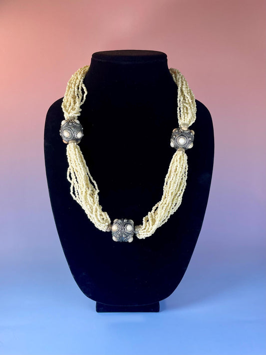 Lovely approximately 24.5 inch long untested silver and beaded necklace  great quality, and look and perfect gift