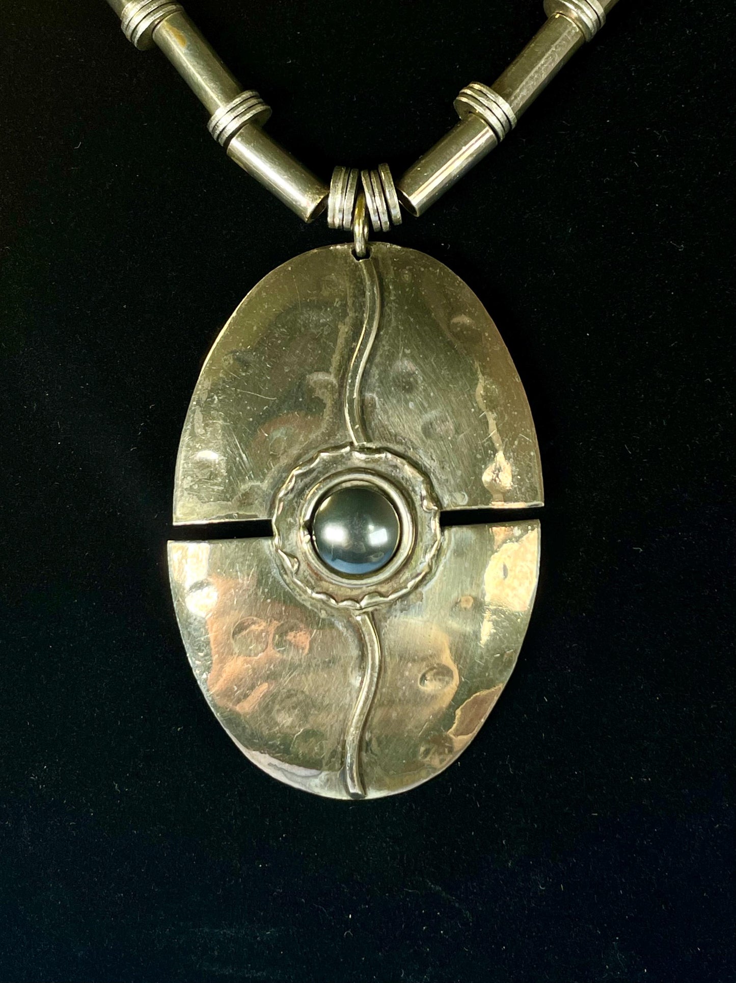 Bold Statement Necklace with Large 2.75 inch Pendant