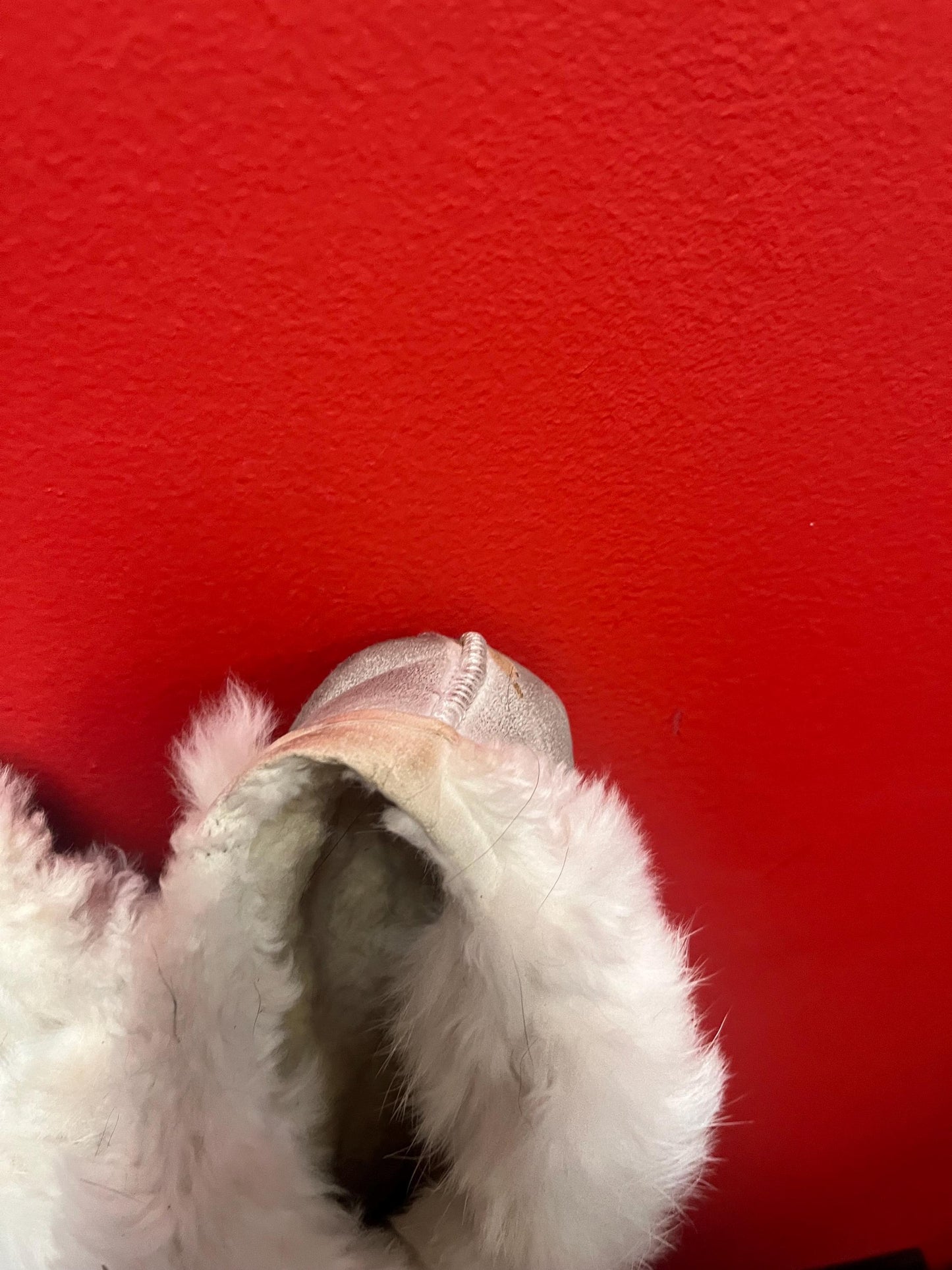 Beautiful indigenous first nations leather fur and beaded moccasin shoes  not perfect so see photos  great for collection  10 inch long