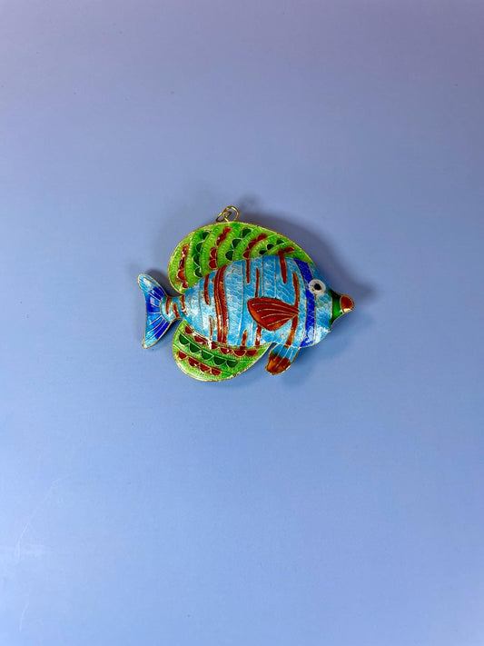 Chinese Vibrant enameled Metal Fish Pendant