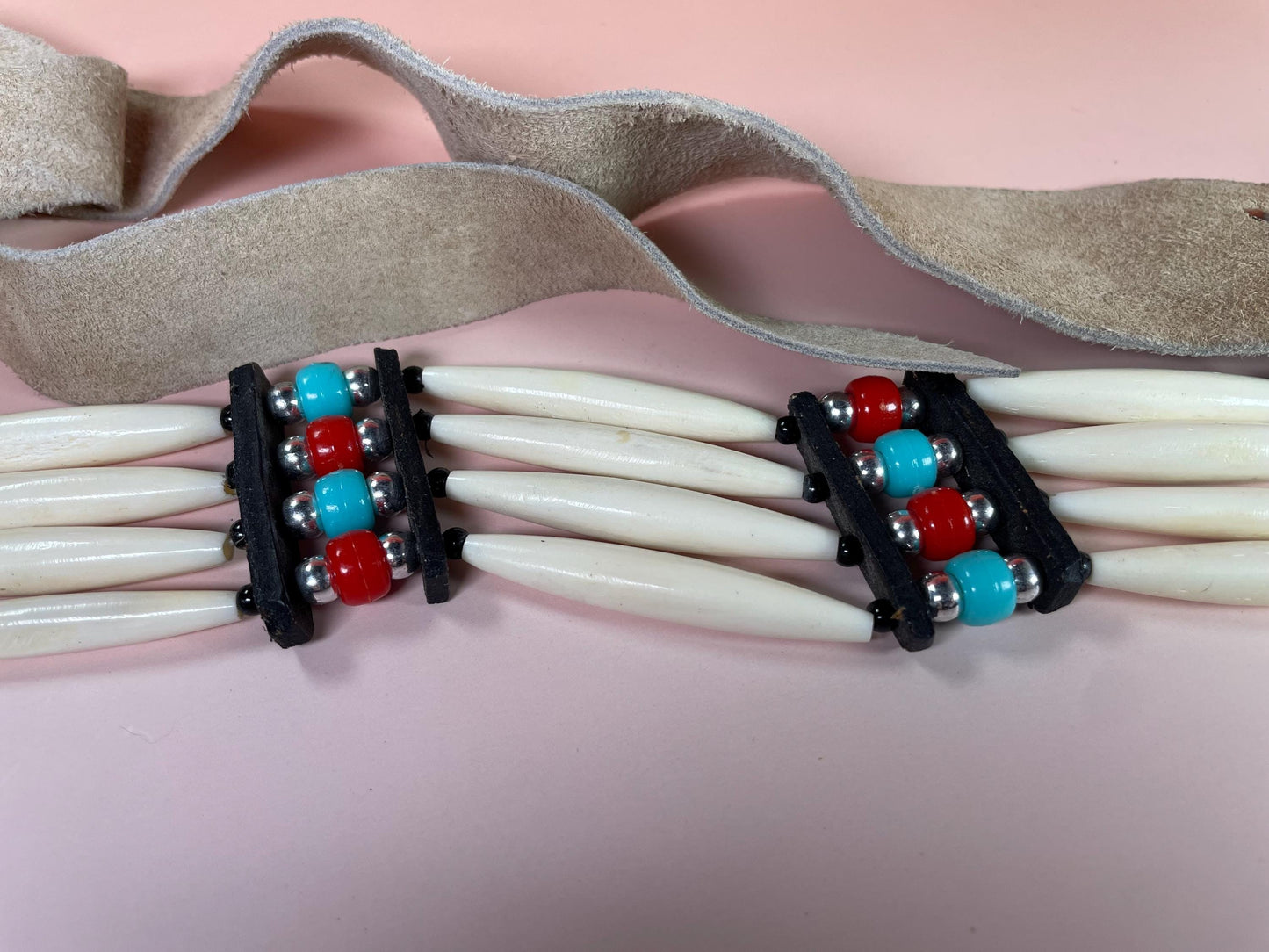 Bone, Bead and Leather Indigenous First Nations Belt
