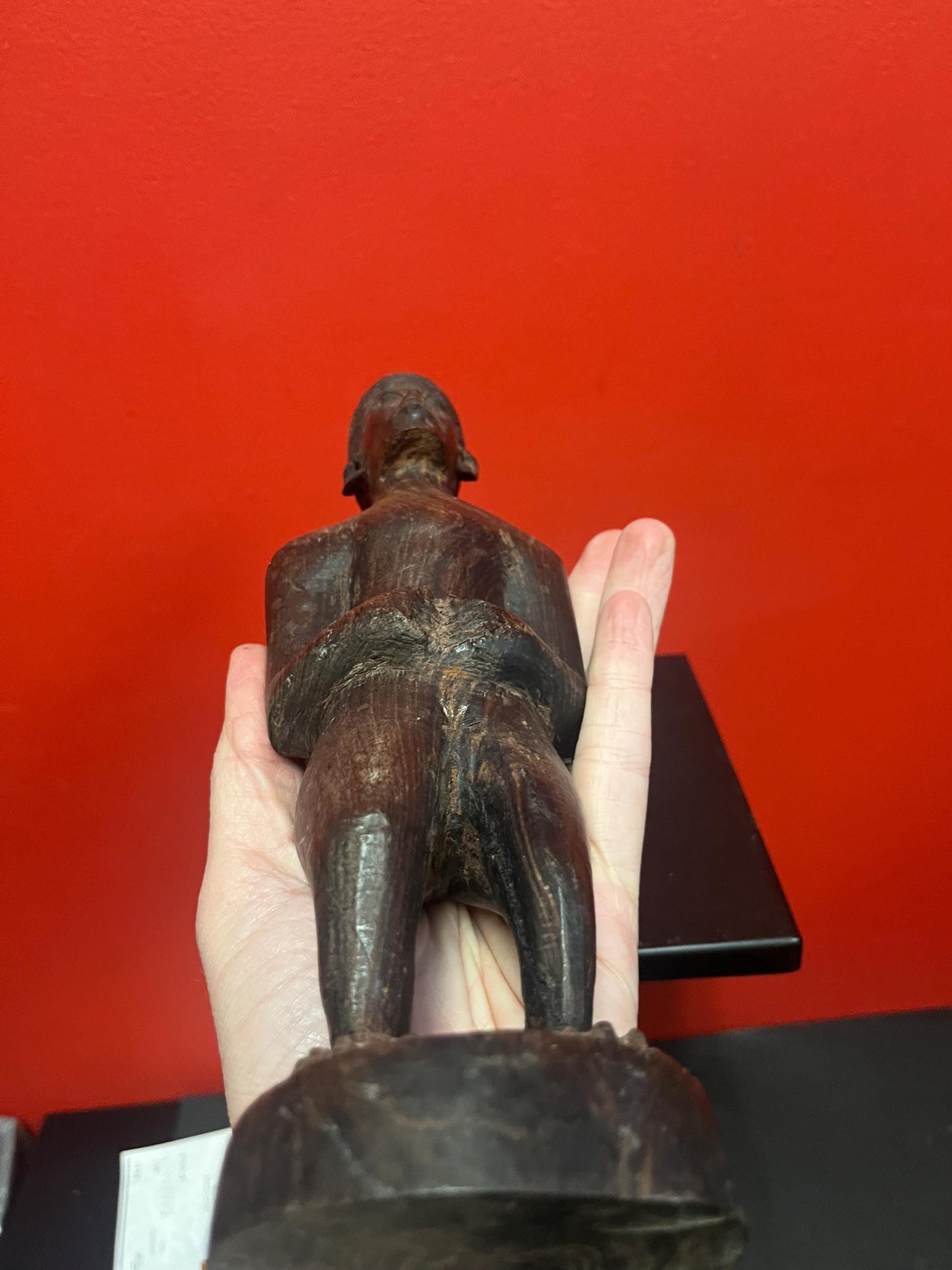 Lovely old African ironwood statue of a man  11 inches tall  heavy and nice detail