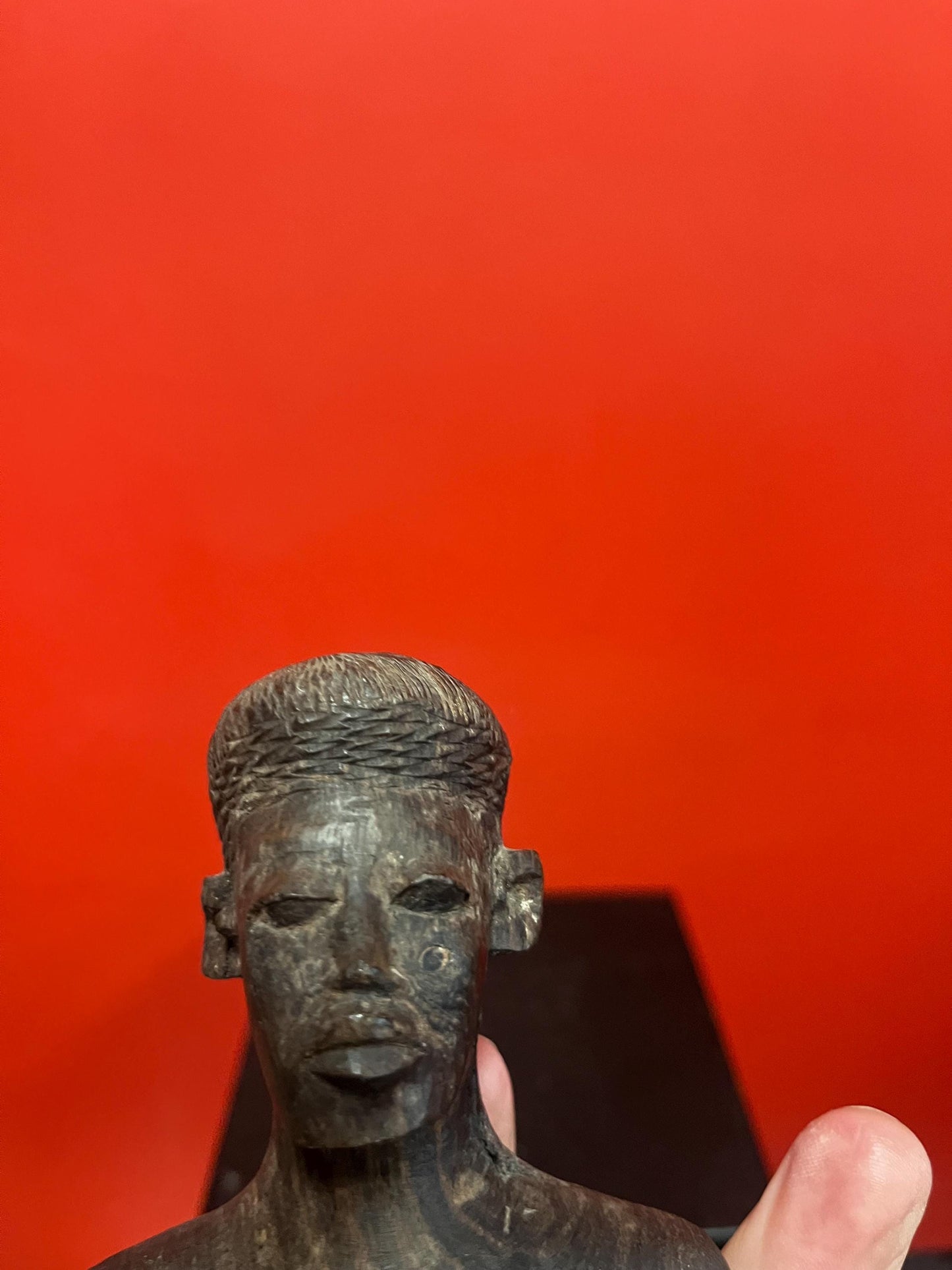 Lovely old African ironwood statue of a man  11 inches tall  heavy and nice detail