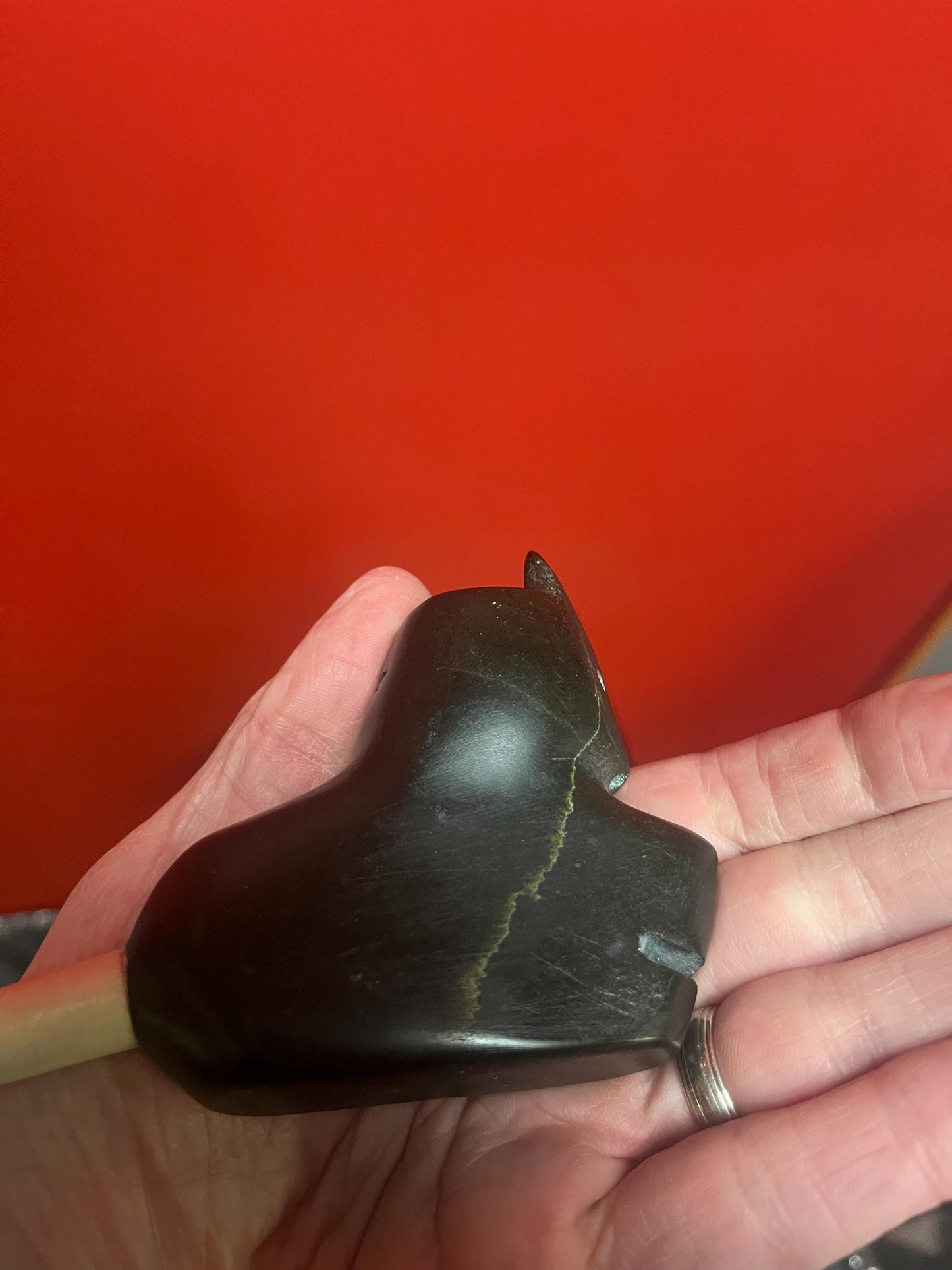 Antique stone  pipe  6 x 3 high  rare authentic piece with bone  early 1900s  indigenous Inuit - rare   wow -