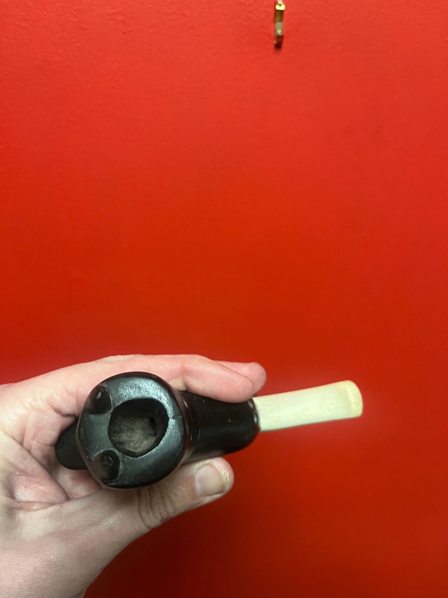 Antique stone  pipe  6 x 3 high  rare authentic piece with bone  early 1900s  indigenous Inuit - rare   wow -