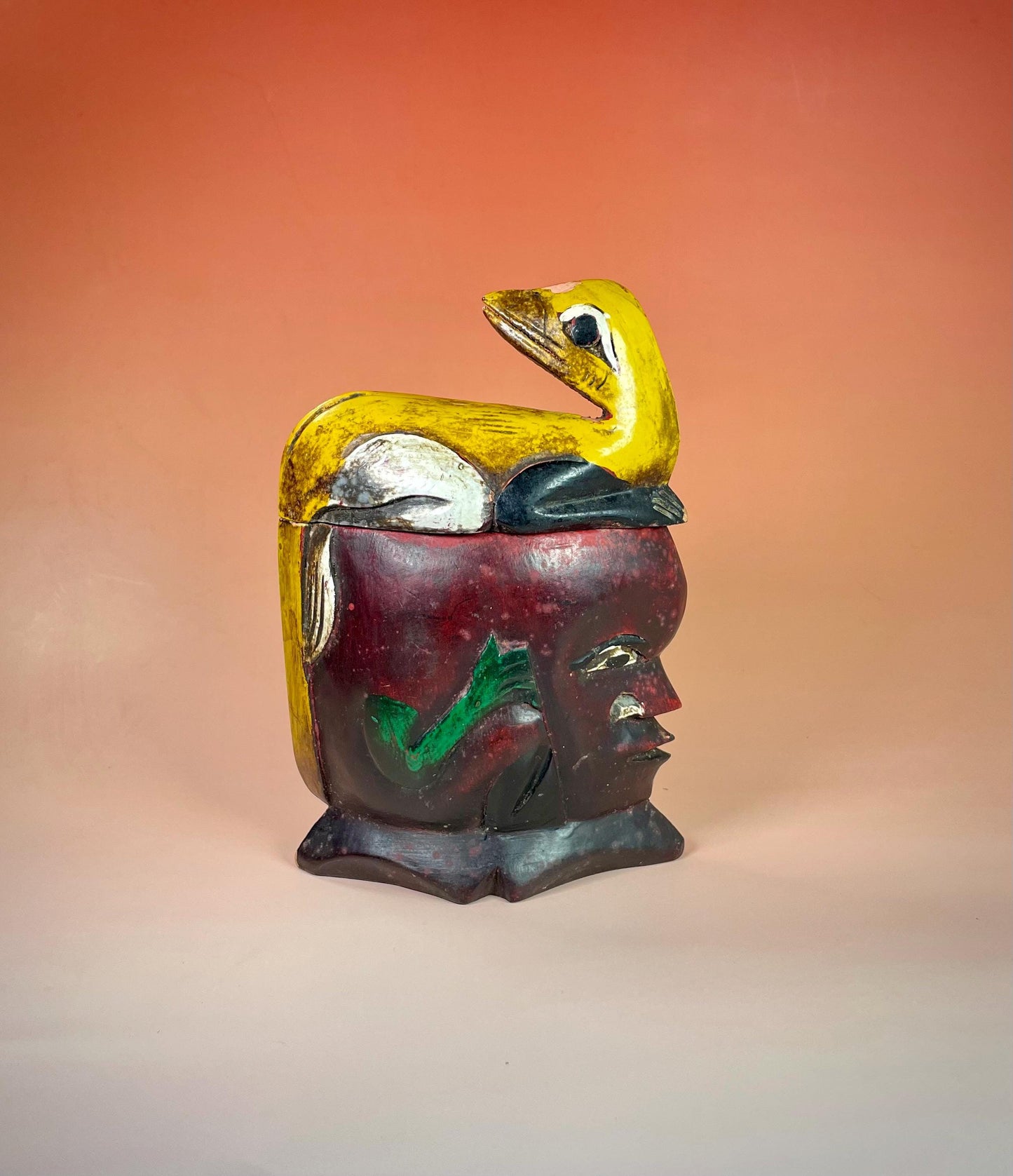 Old African Polychrome Painted Box