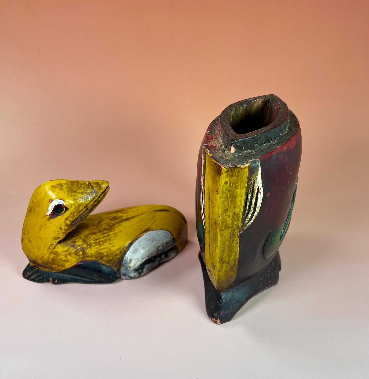 Old African Polychrome Painted Box