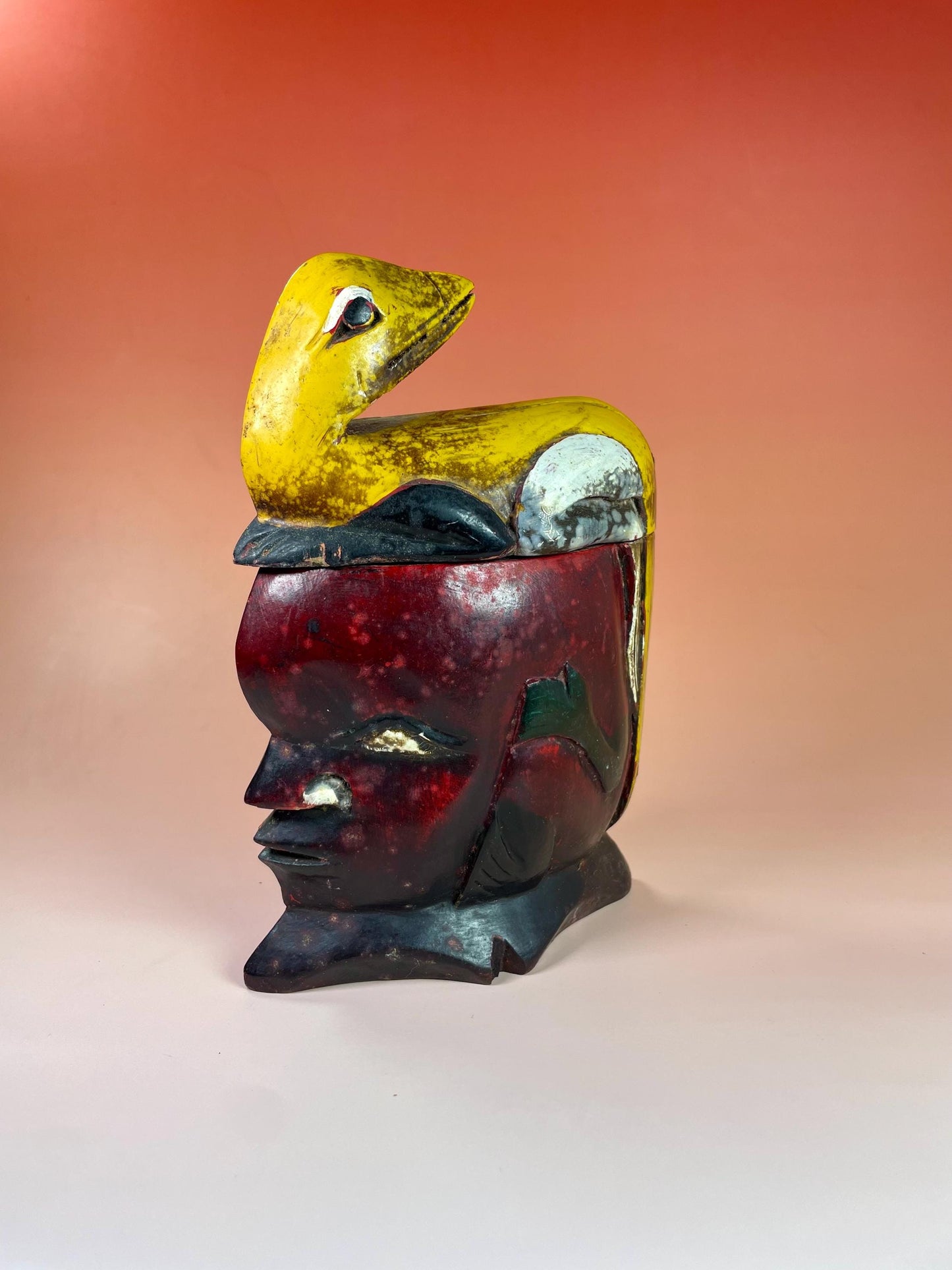 Old African Polychrome Painted Box