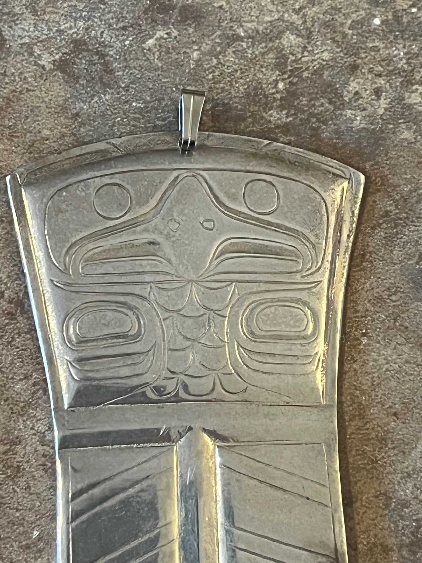 Stunning very high-quality heavy indigenous first nation pacific north West Coast copper shaped pendant depicting an eagle  3 inches - gift