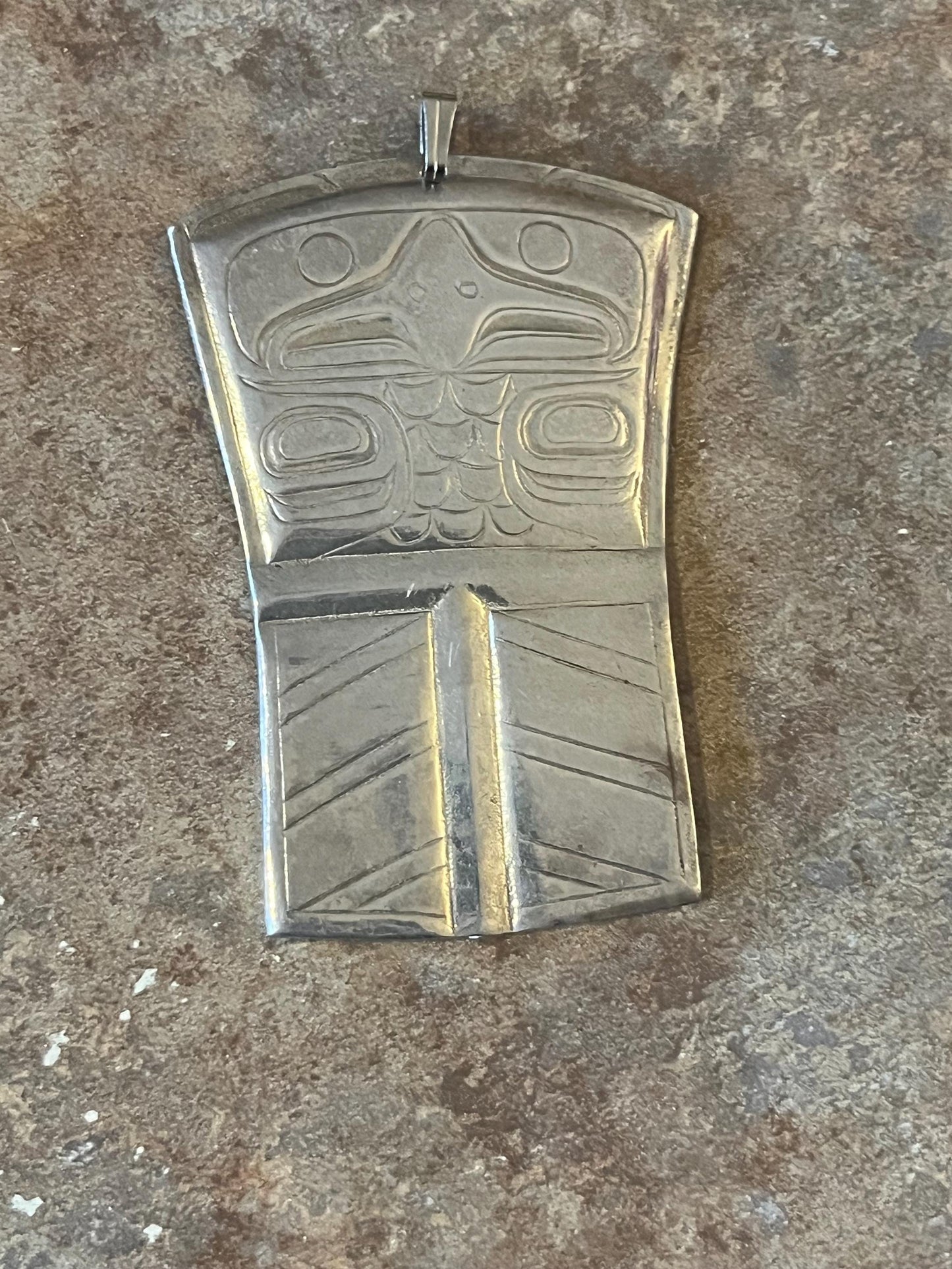 Stunning very high-quality heavy indigenous first nation pacific north West Coast copper shaped pendant depicting an eagle  3 inches - gift