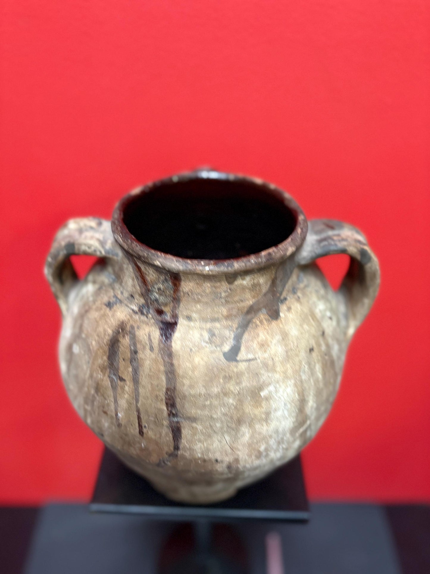 Approximately pre-10 century South American earthenware pot  some damage  see photos - museum quality  10 inches tall - simplistic beauty