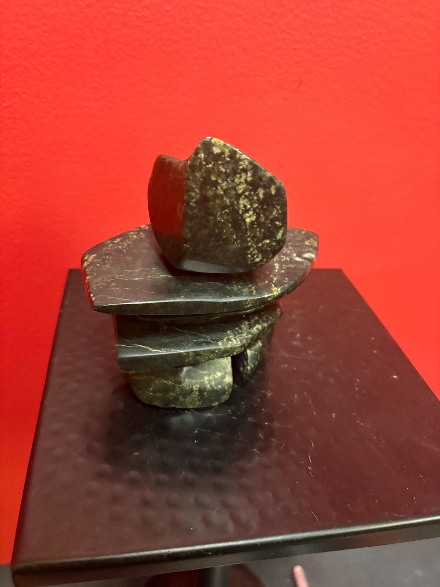 cool Canadian stone  signed Issac Ohatag Inukshuk  great condition and dated  Inuit authentic soapstone  5 inches high