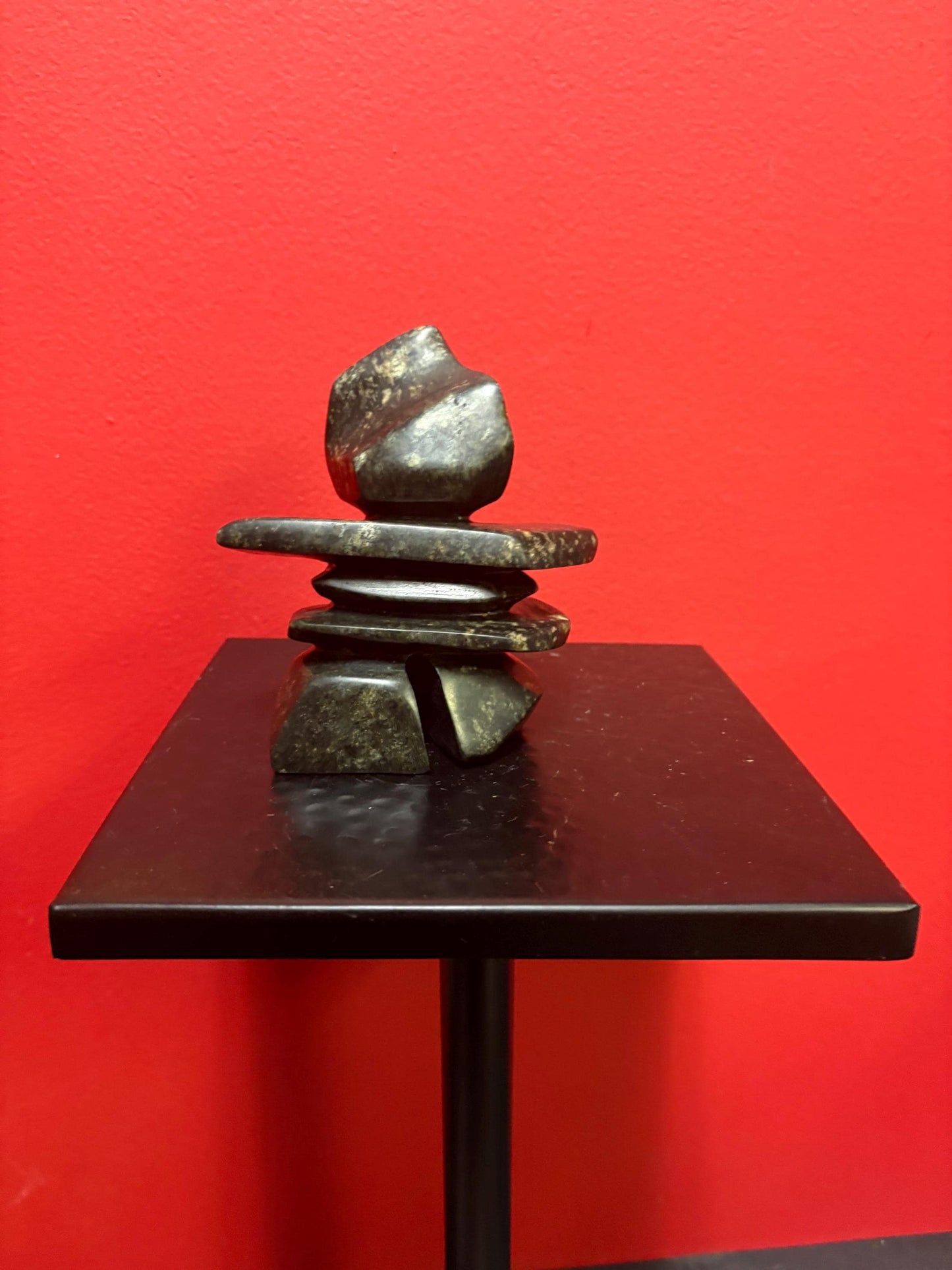 cool Canadian stone  signed Issac Ohatag Inukshuk  great condition and dated  Inuit authentic soapstone  5 inches high