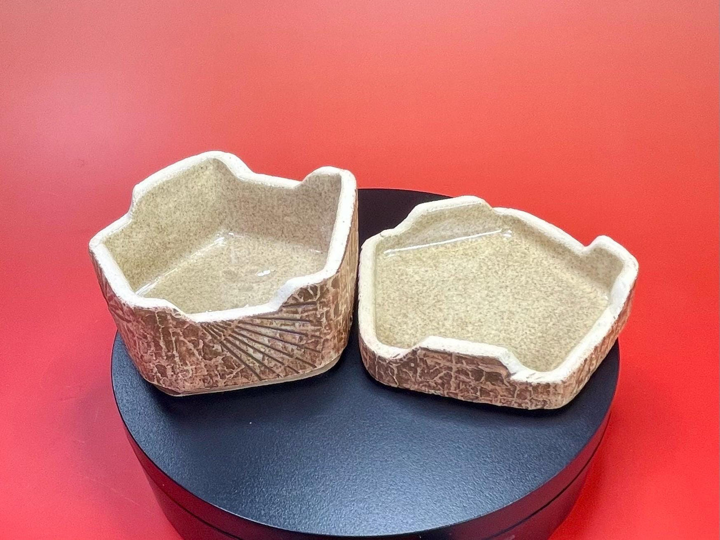 A Fabulous 3 inch wide lidded pottery dish  Butterfly design perfect condition