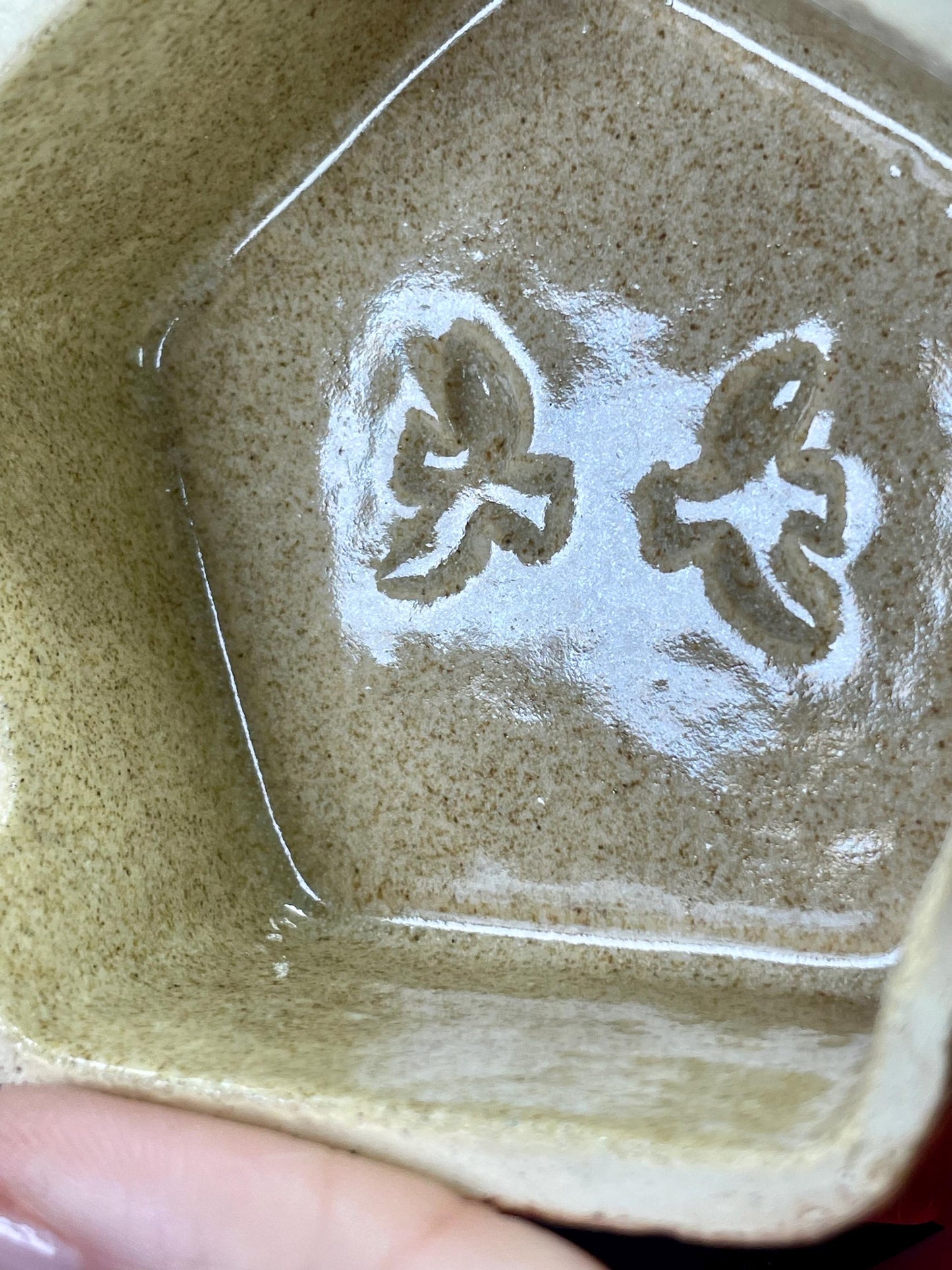 A Fabulous 3 inch wide lidded pottery dish  Butterfly design perfect condition