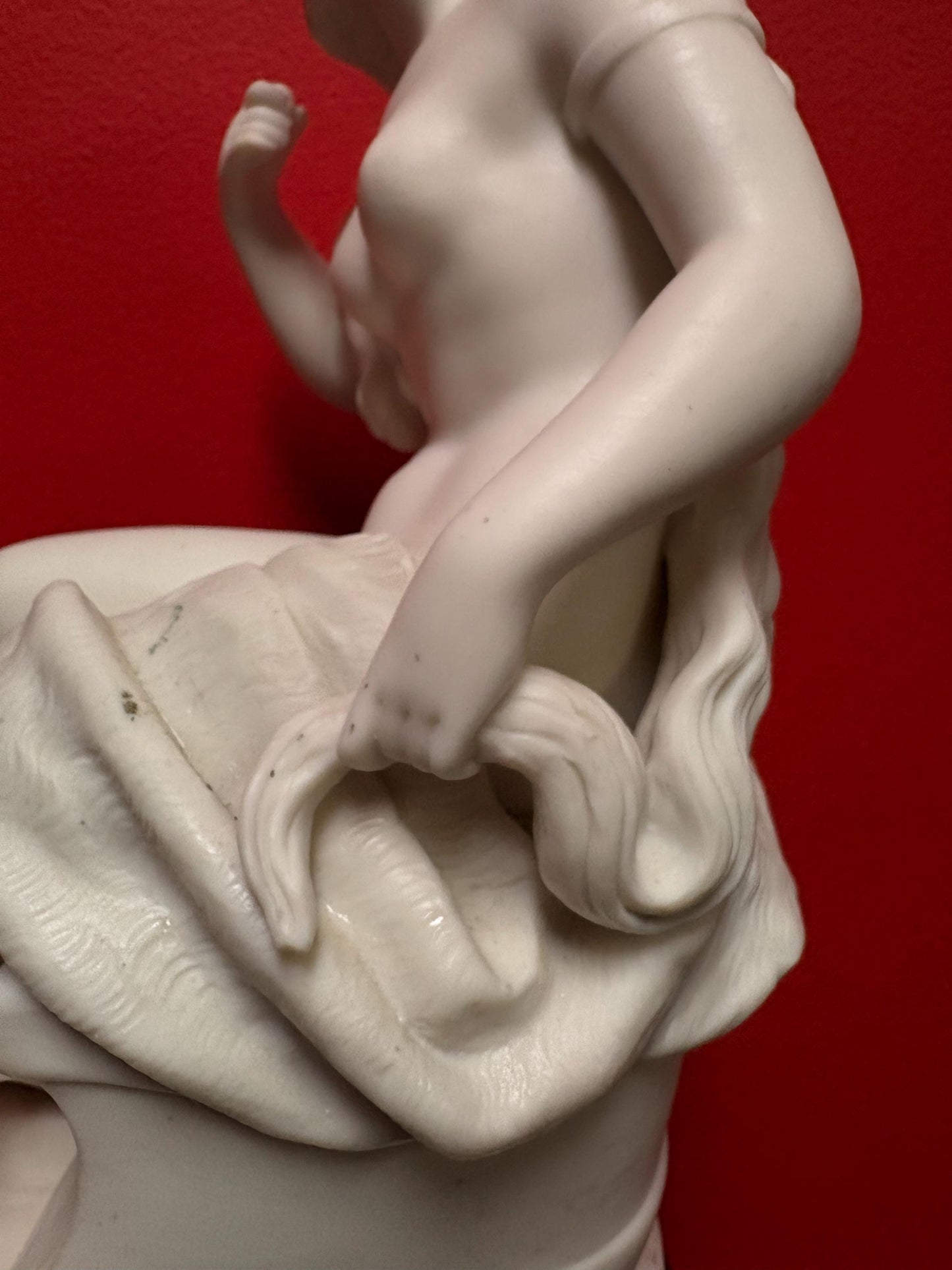 Fantastic early 19 century English porcelain nude wrapped in blanket and snake some marks etc   wonderful detail- 18 x 13“ wide