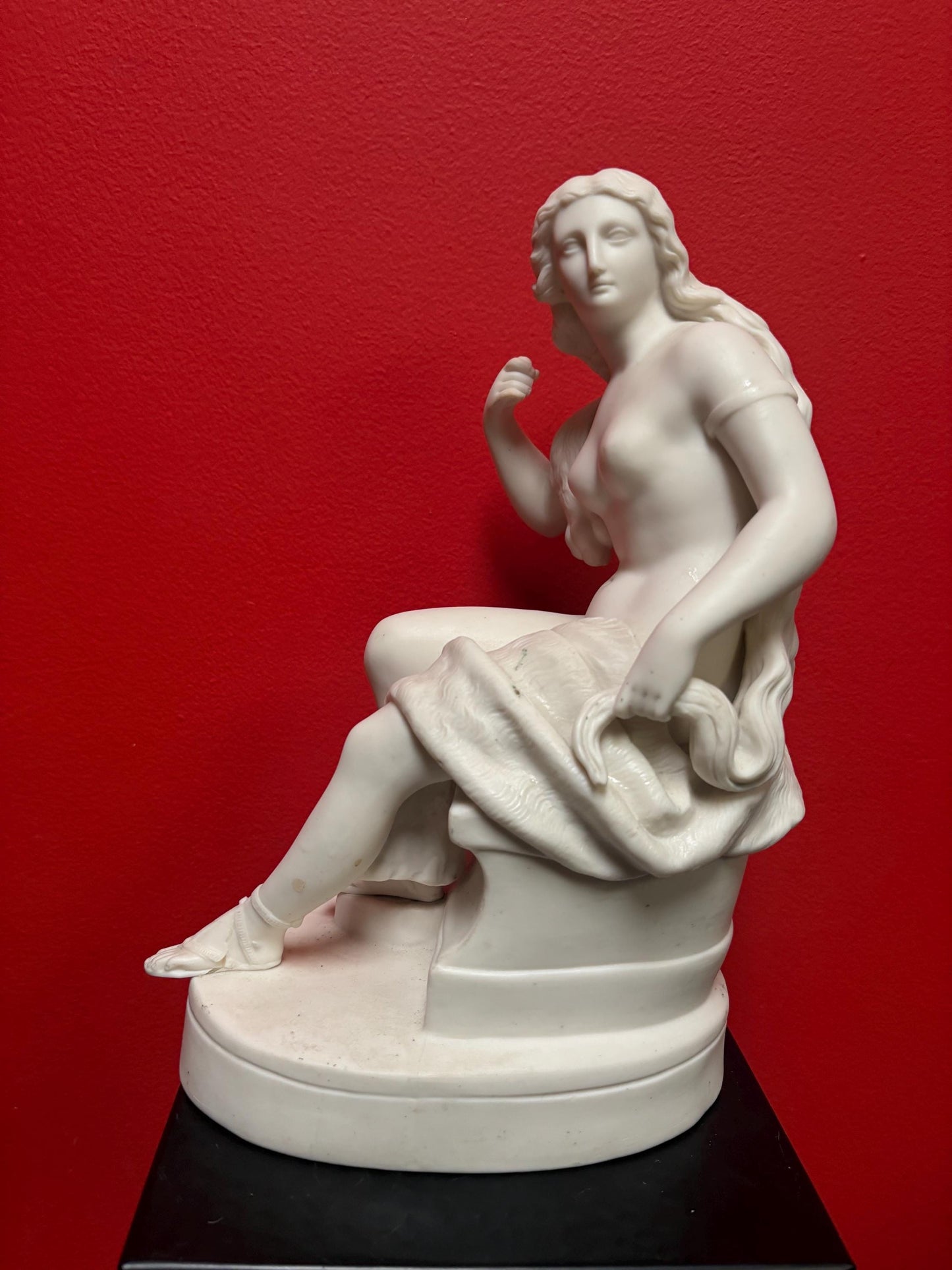 Fantastic early 19 century English porcelain nude wrapped in blanket and snake some marks etc   wonderful detail- 18 x 13“ wide