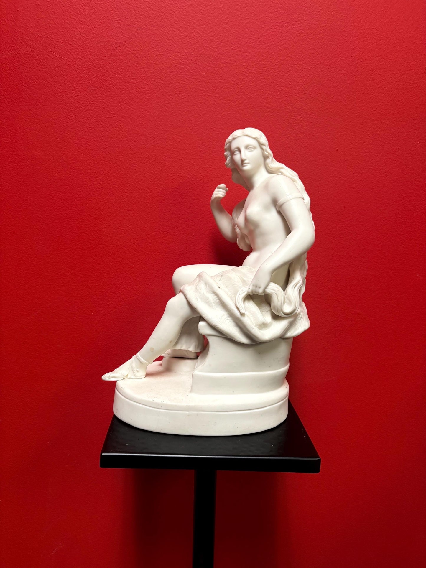 Fantastic early 19 century English porcelain nude wrapped in blanket and snake some marks etc   wonderful detail- 18 x 13“ wide