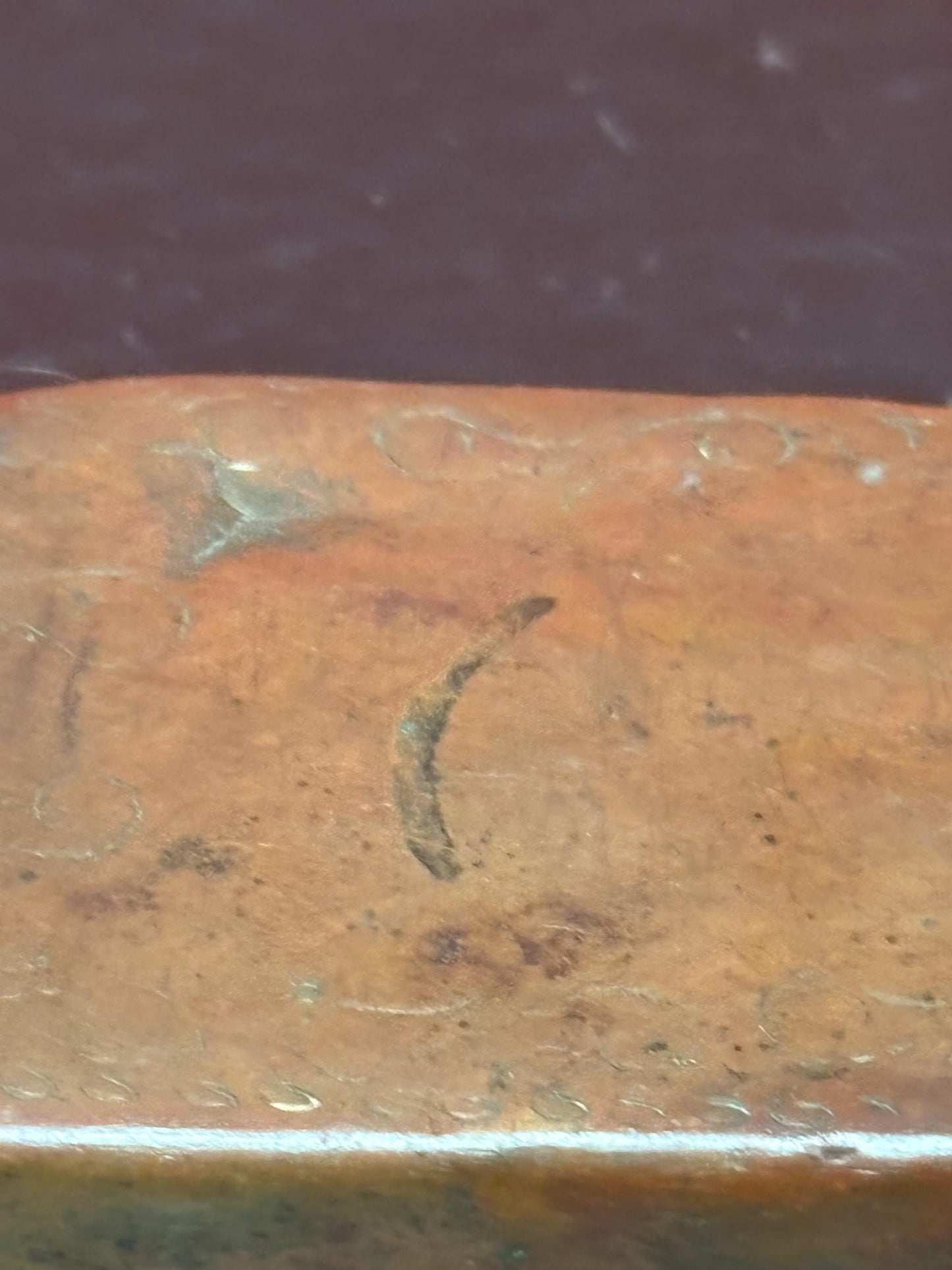 Remarkable ancient Chinese copper snuff  box   4 x 2.5 x .5 high- intensely simple  wow