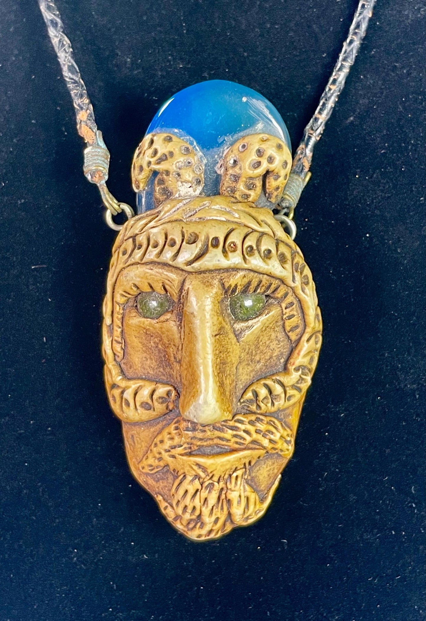 Ancient-Inspired Resin Face Pendant Necklace