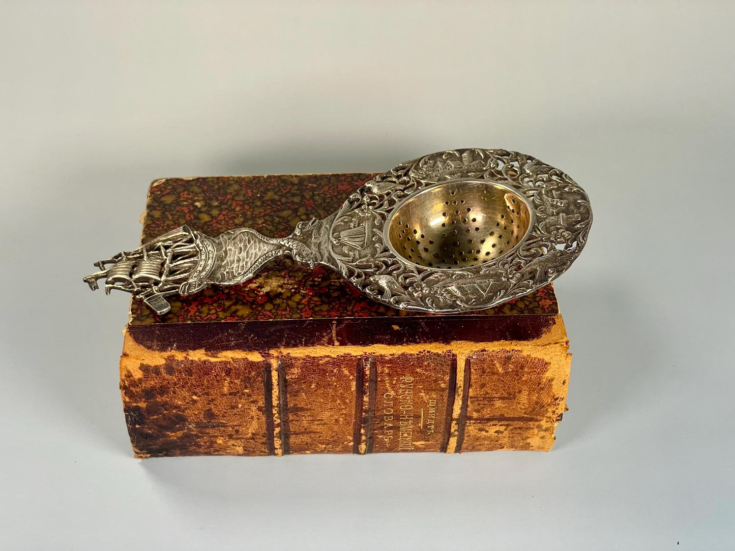 Absolutely Amazing Antique American Sterling Tea Strainer  Nautical Theme